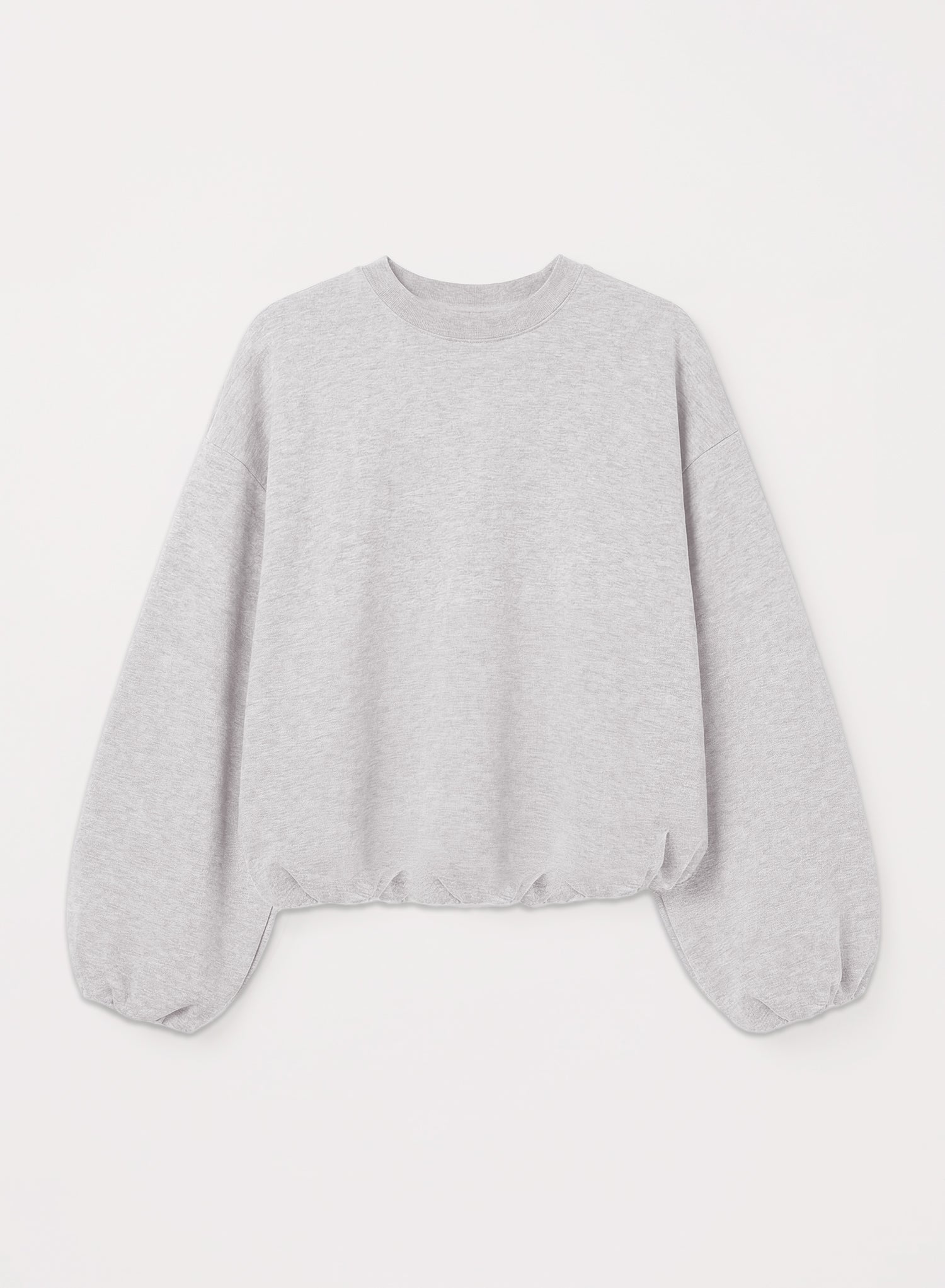 Grey Balloon Sleeve Bubble Hem Sweatshirt