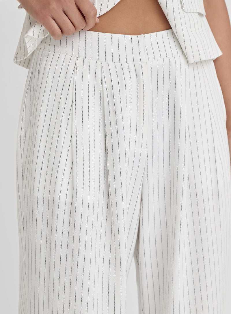 White Pinstripe Tailored Trouser- Kadaya