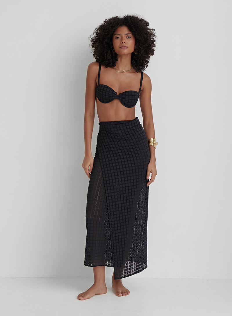 Black Crochet Wrap Beach Skirt- Arles