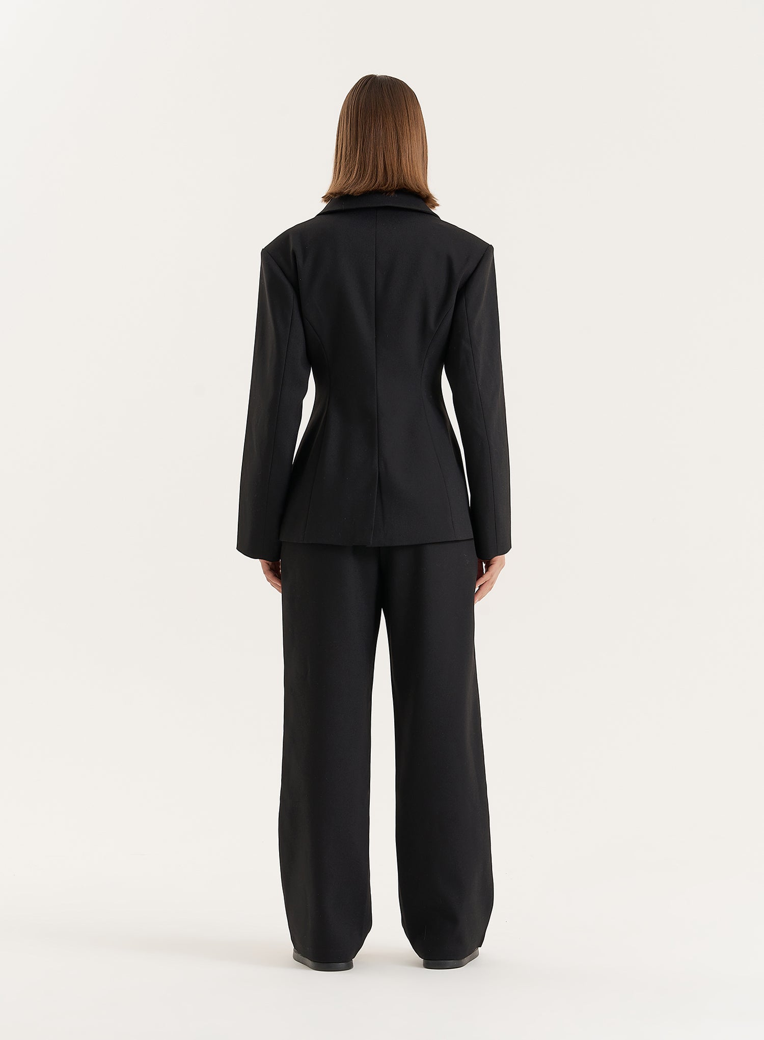 Black Cinched Waist Tailored Blazer- Reese