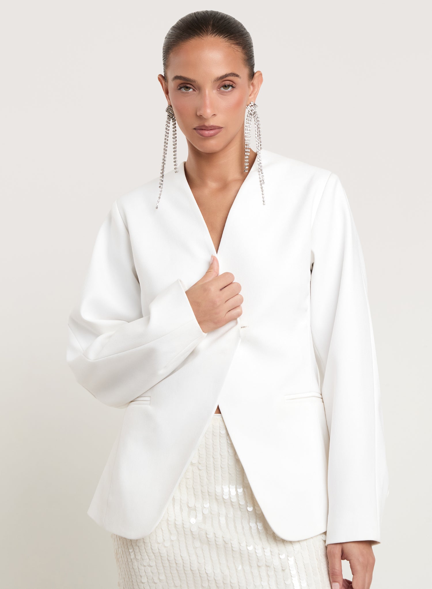 Cream Cocoon Sleeve Structured Blazer