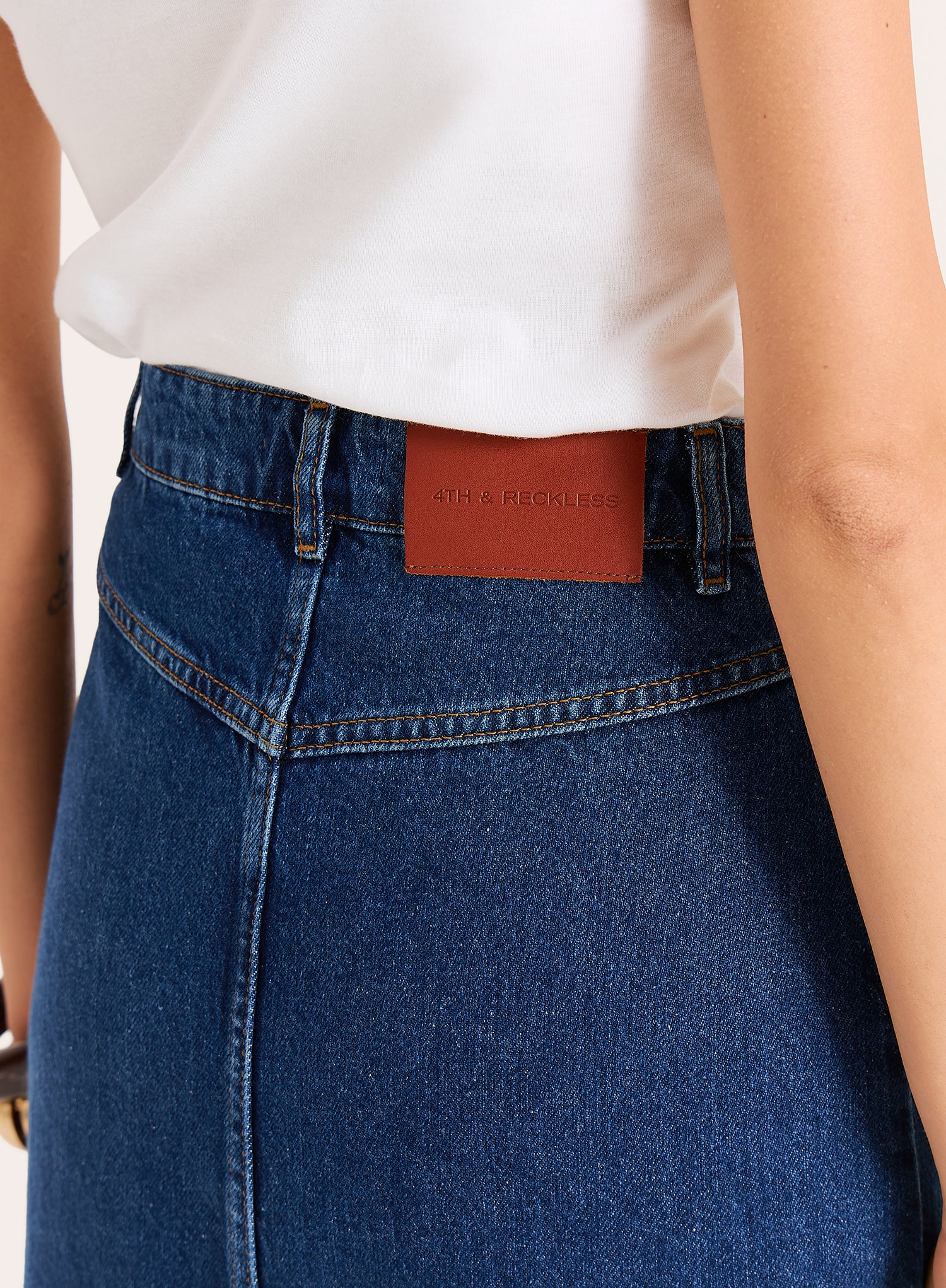 Indigo Wash Panelled Denim Maxi Skirt