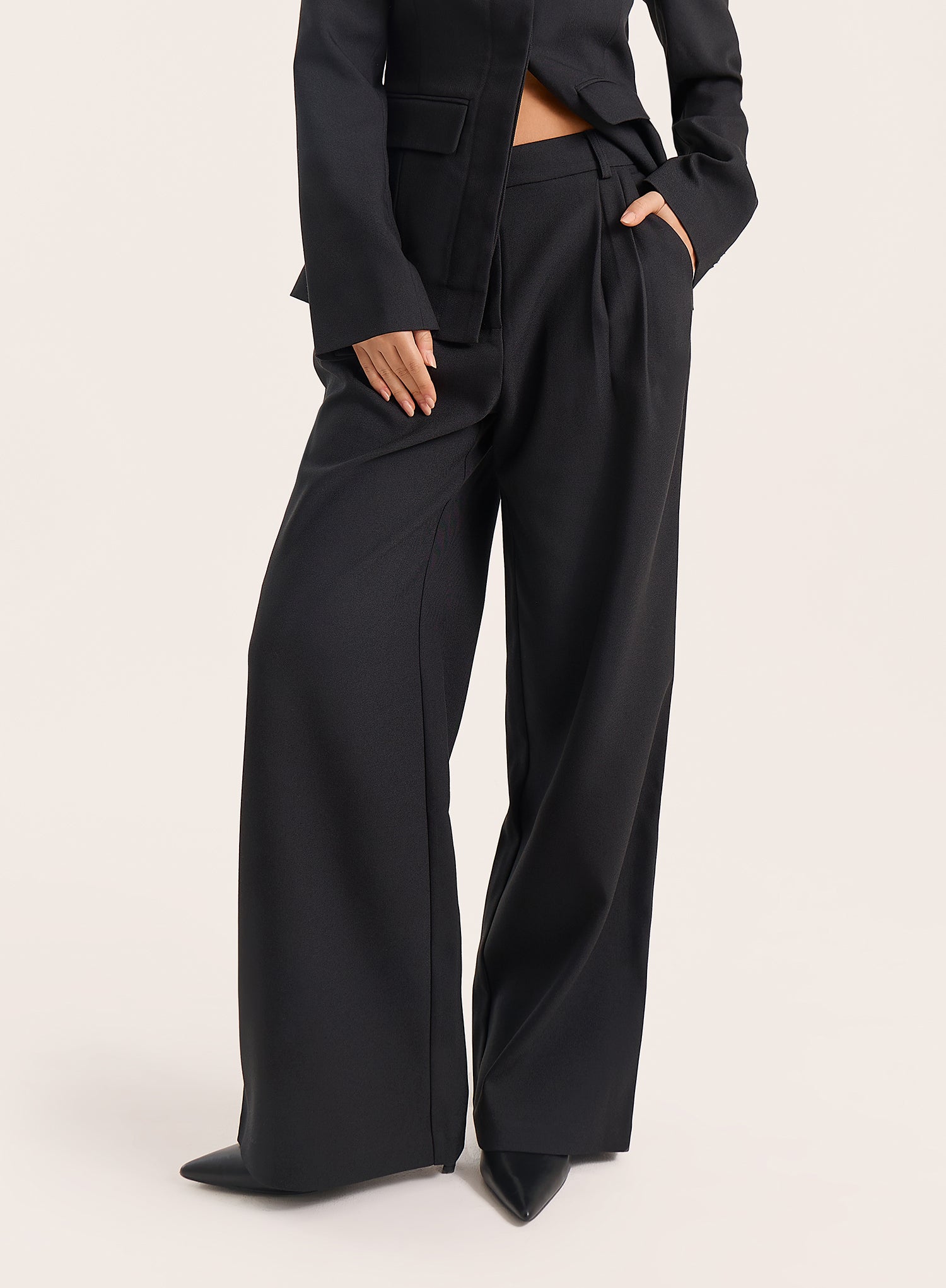 Black High Waist Wide Leg Trousers