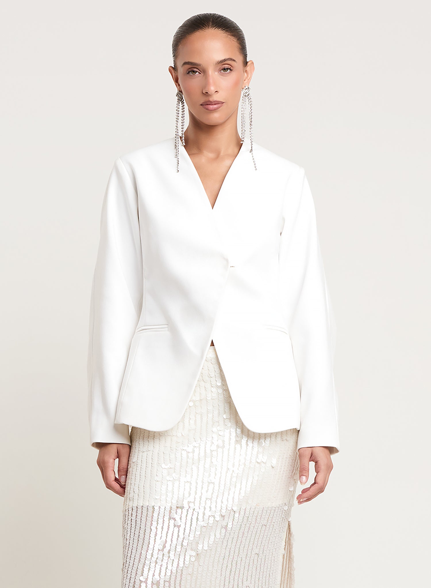 Cream Cocoon Sleeve Structured Blazer