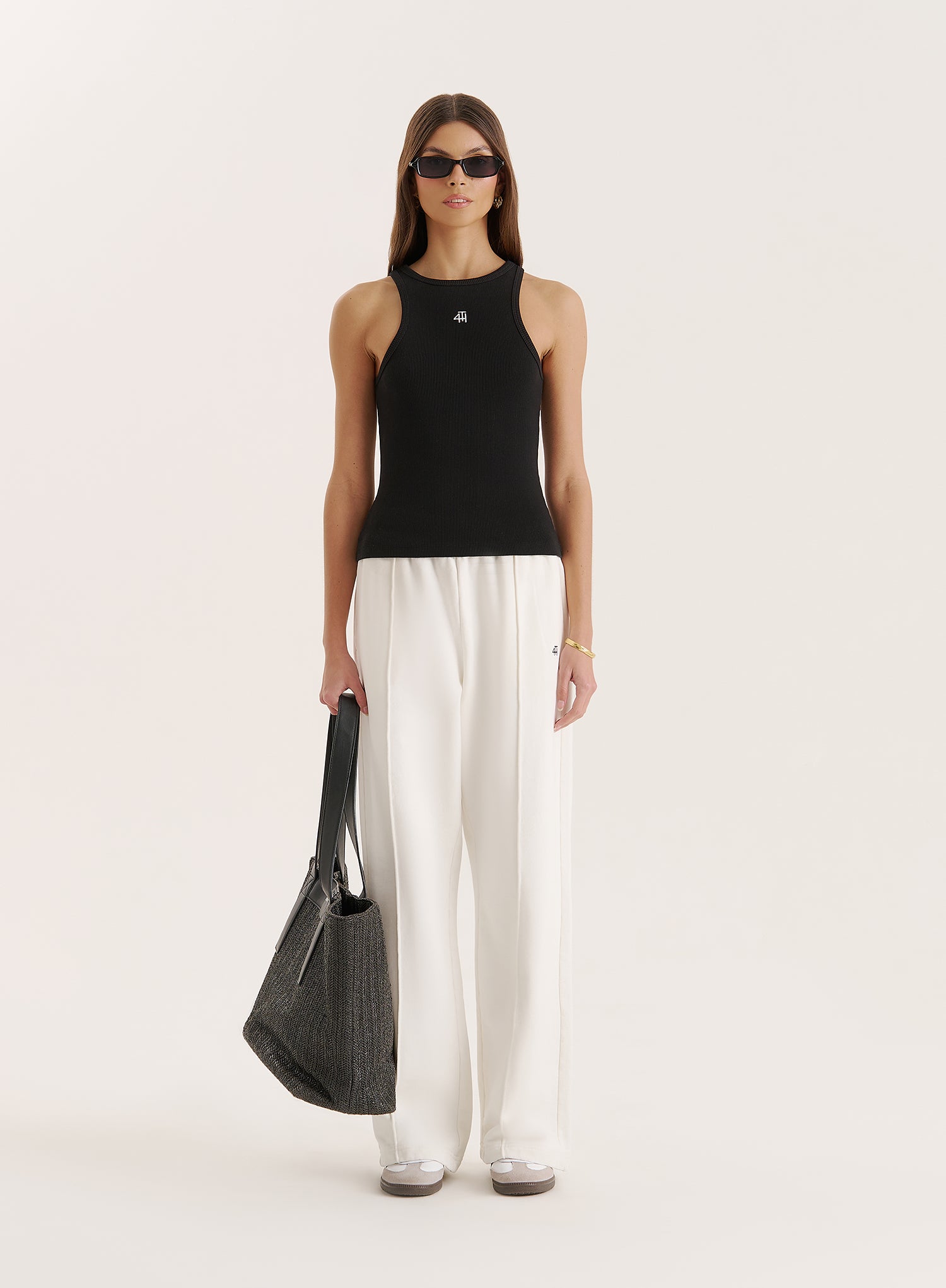 Black 4th Branded Racer Vest Top