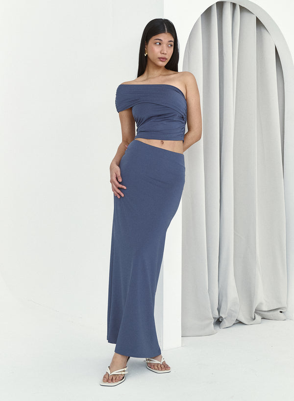 Blue Jersey Maxi Skirt- Kaitlyn