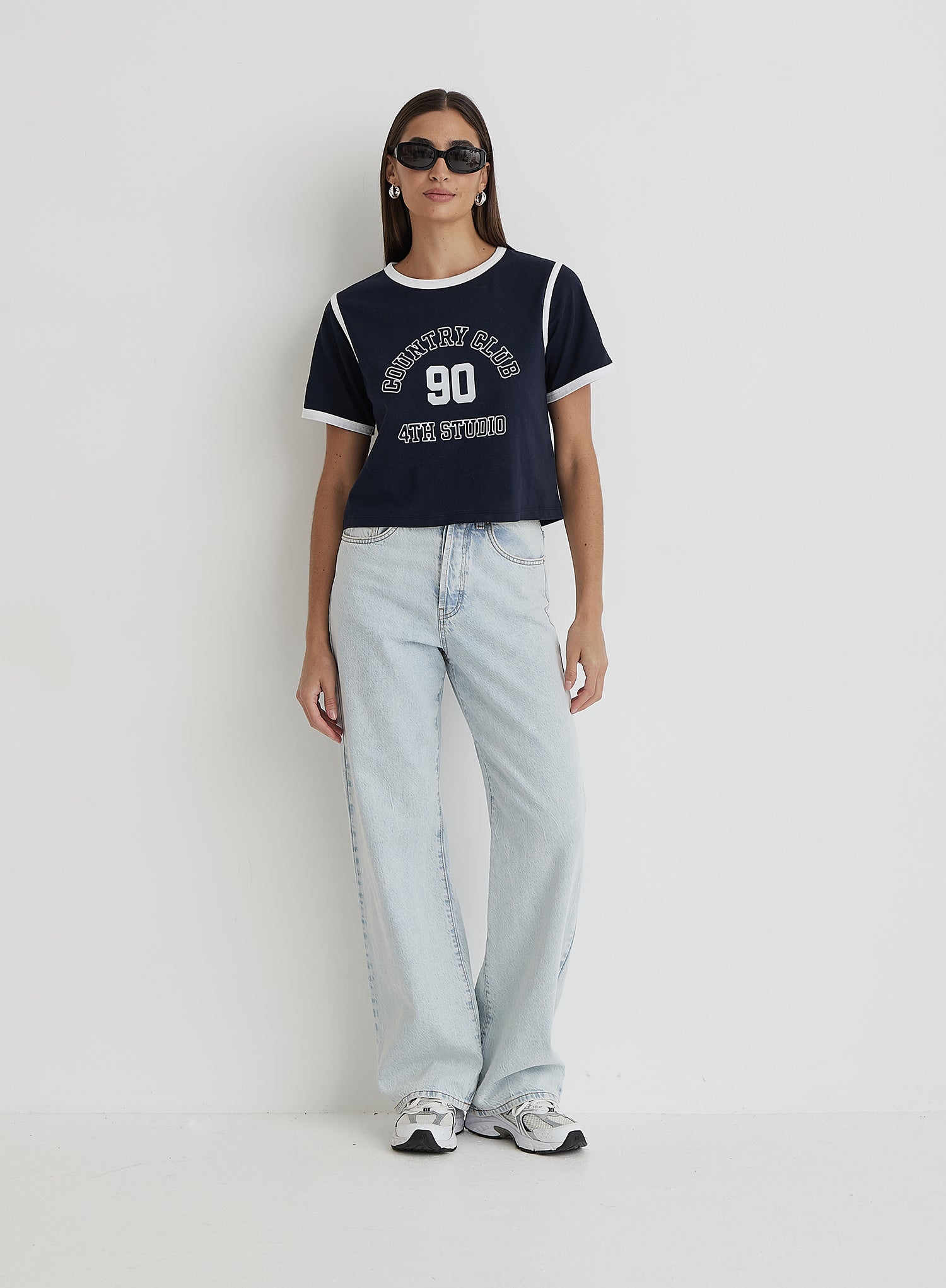 Navy Country Club Cropped T-Shirt- Raine