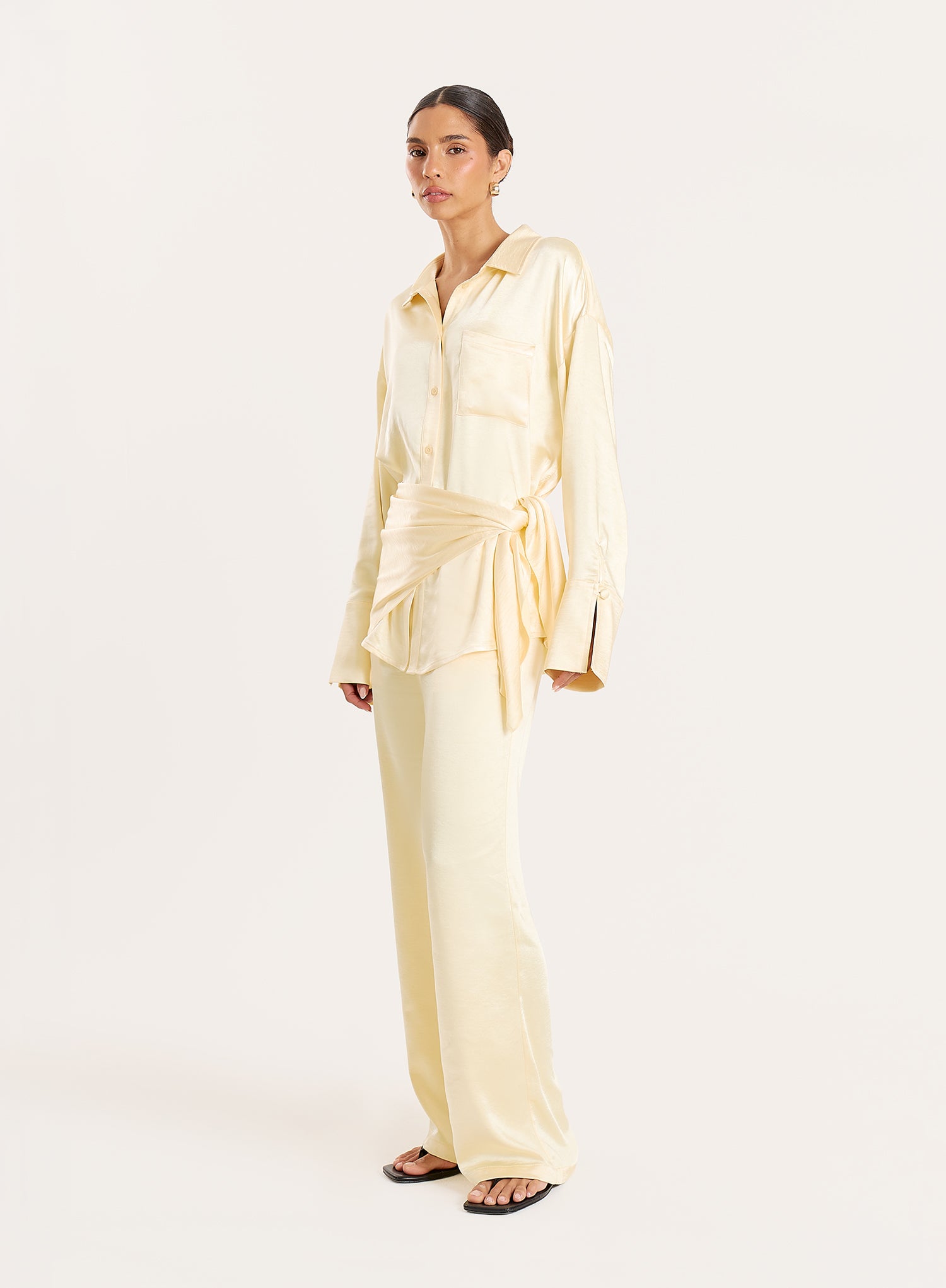 Lemon Oversized Satin Shirt