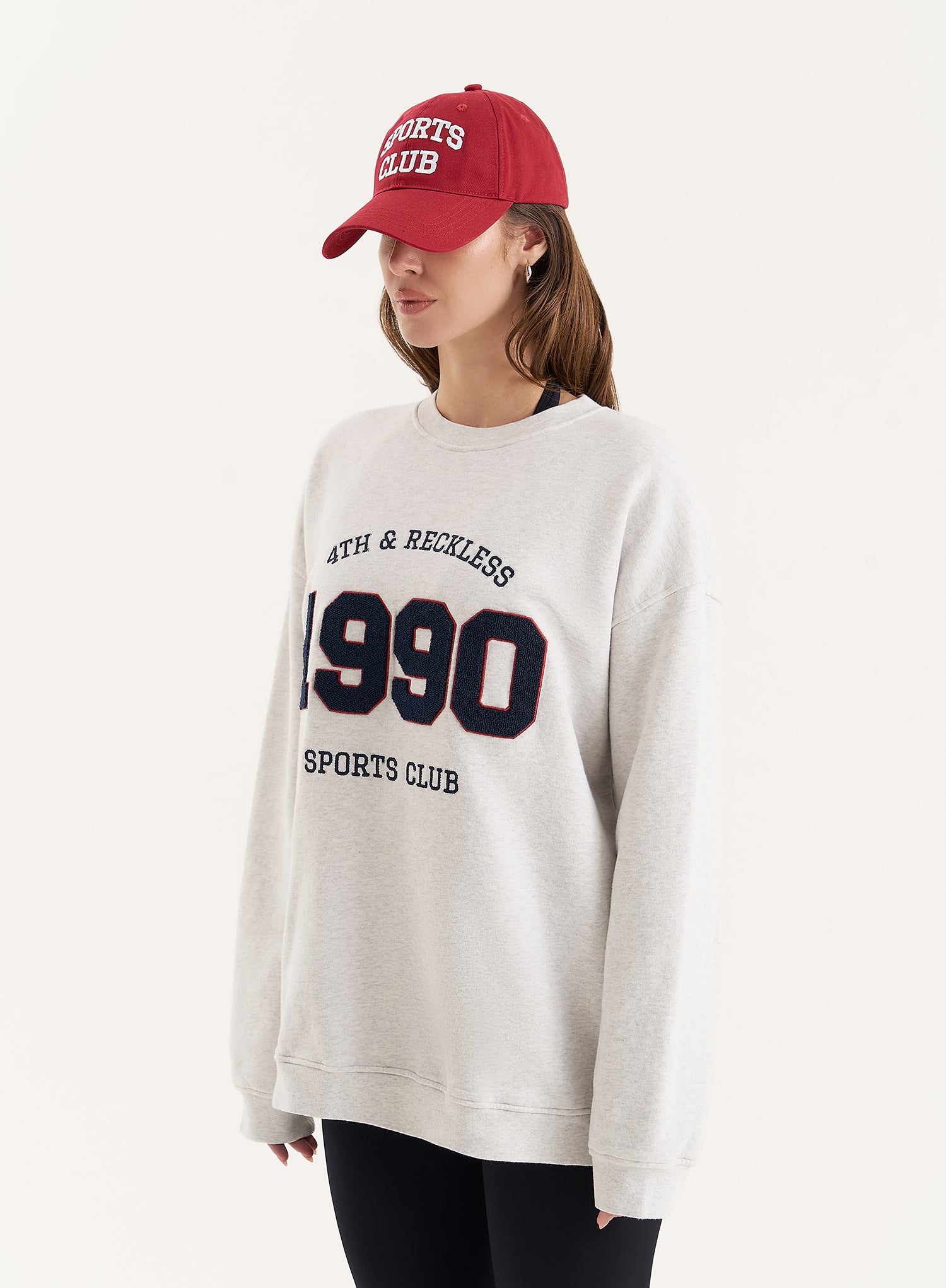 Grey 1990 Slogan Classic Longline Sweatshirt- Lila