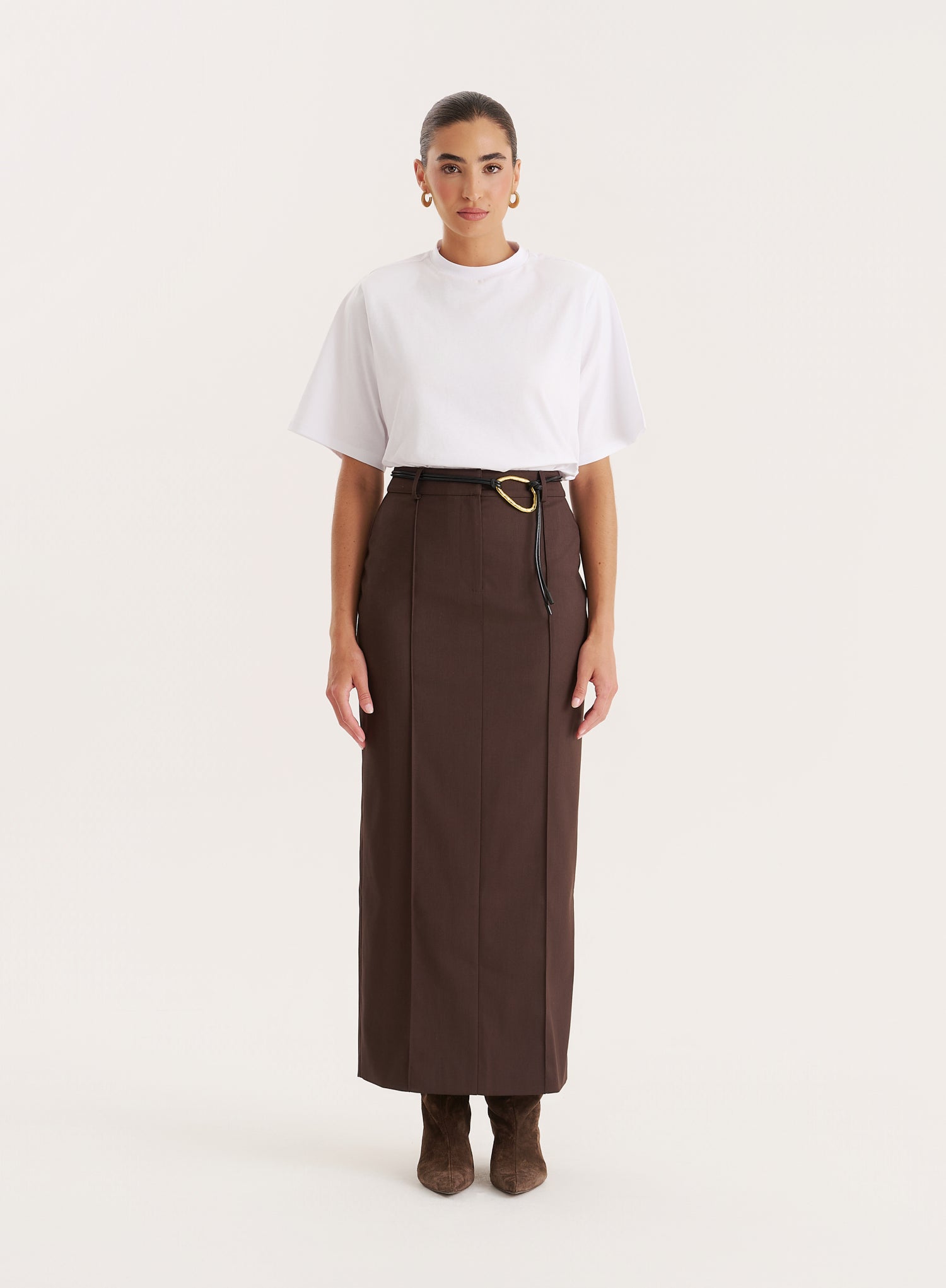 Chocolate Tailored Maxi Skirt