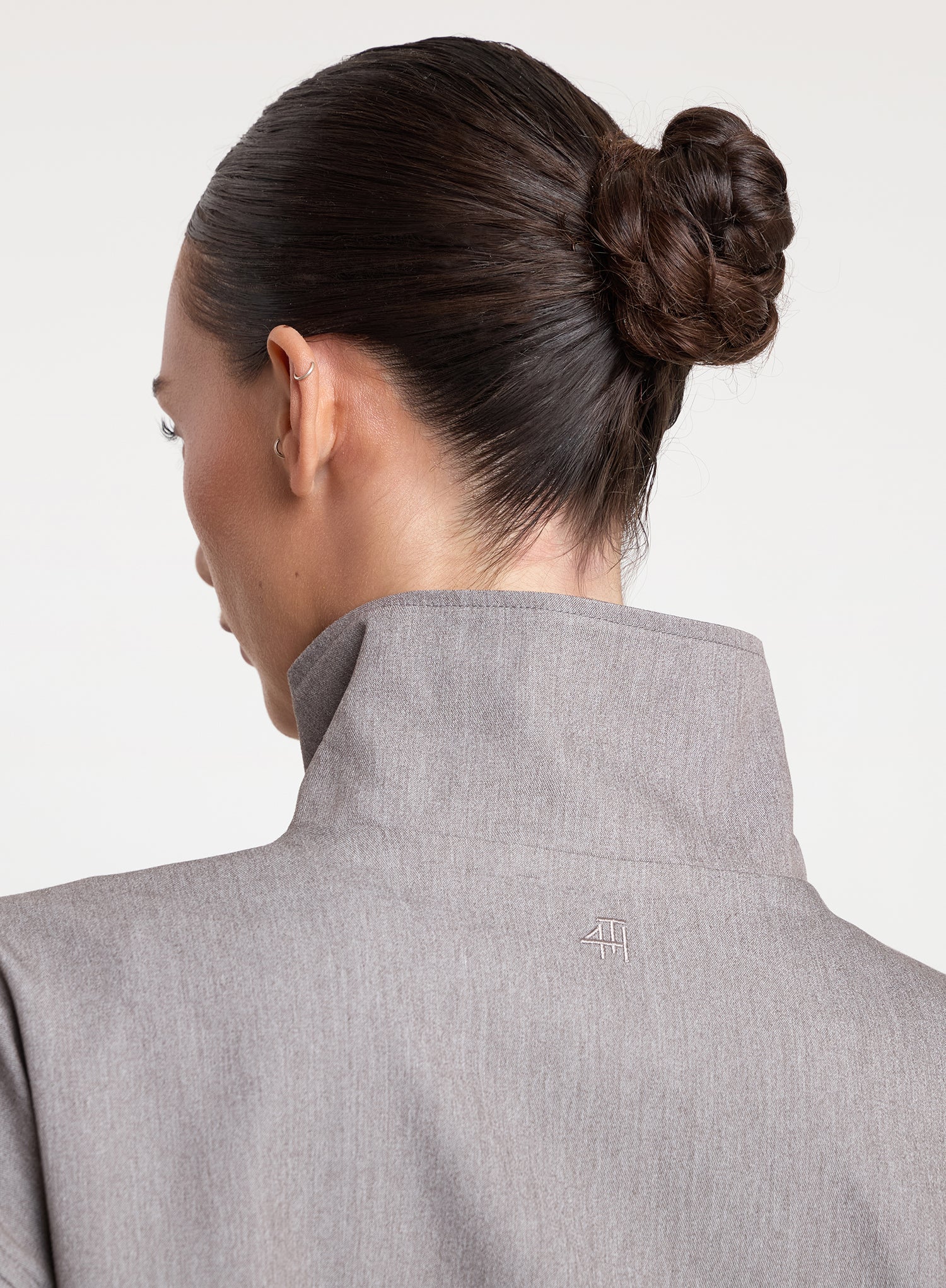 Grey Toggle Waist Funnel Neck Jacket