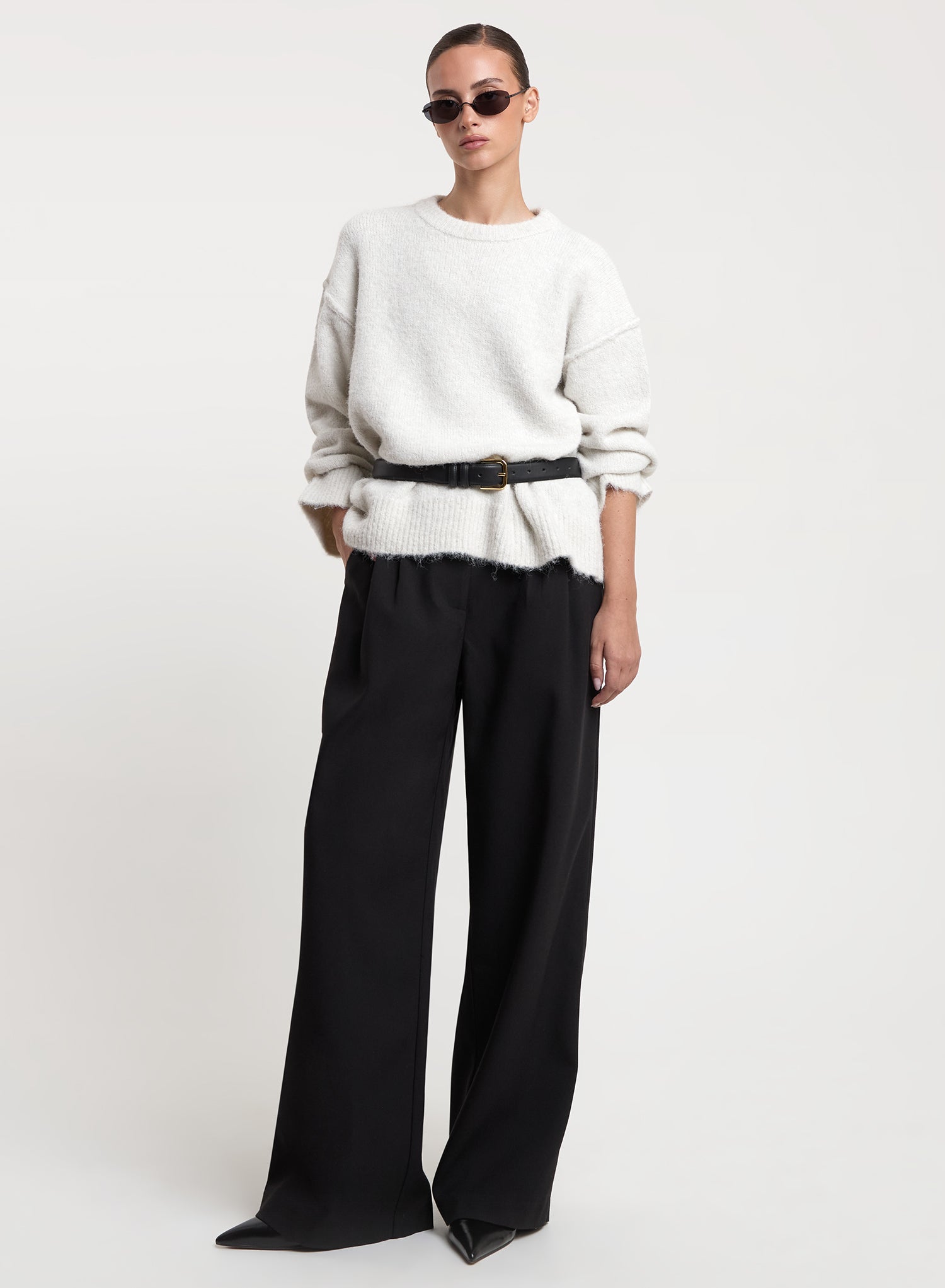 Cream Wool Blend Knitted Jumper