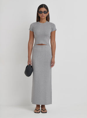 Grey Knitted Maxi Skirt- Lago