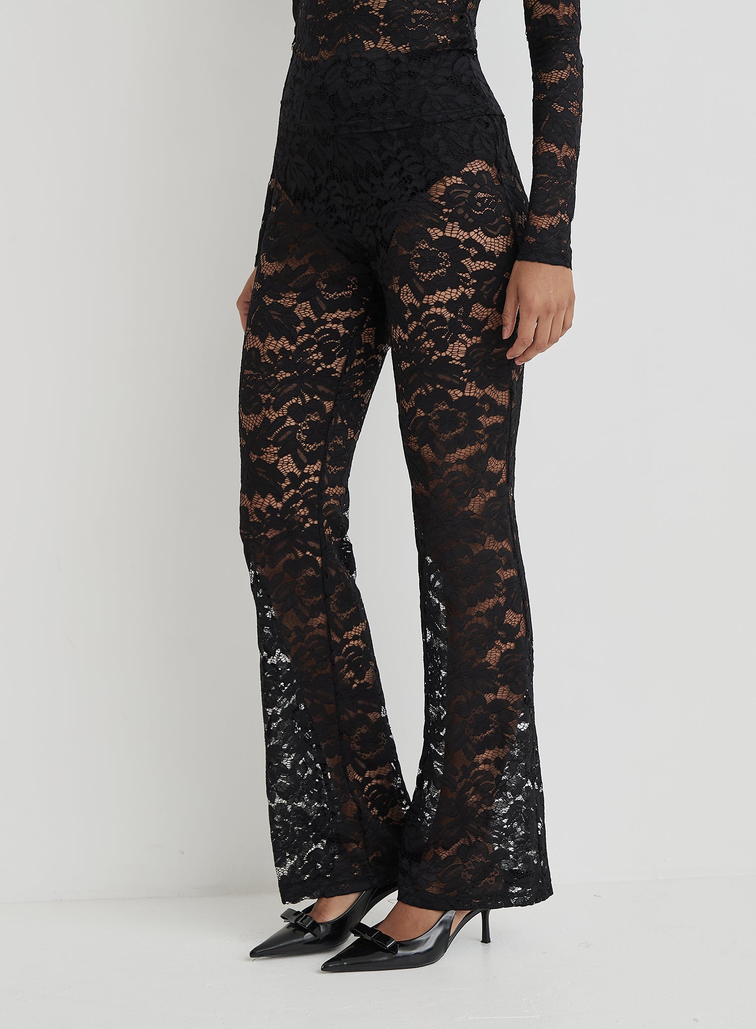 Black Lace High Waisted Trouser- Luella