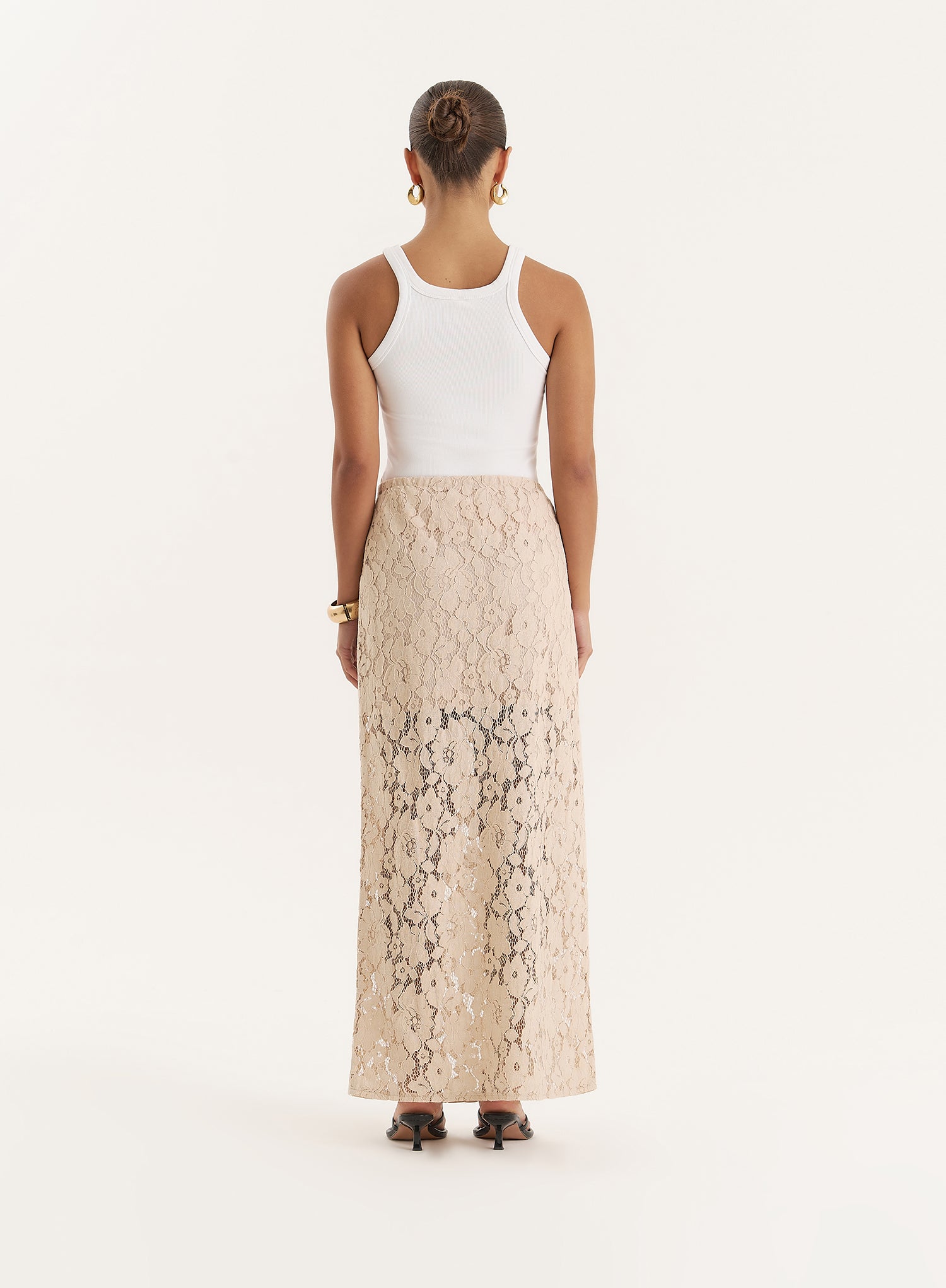 Beige Crochet Lace Maxi Skirt- Elijah