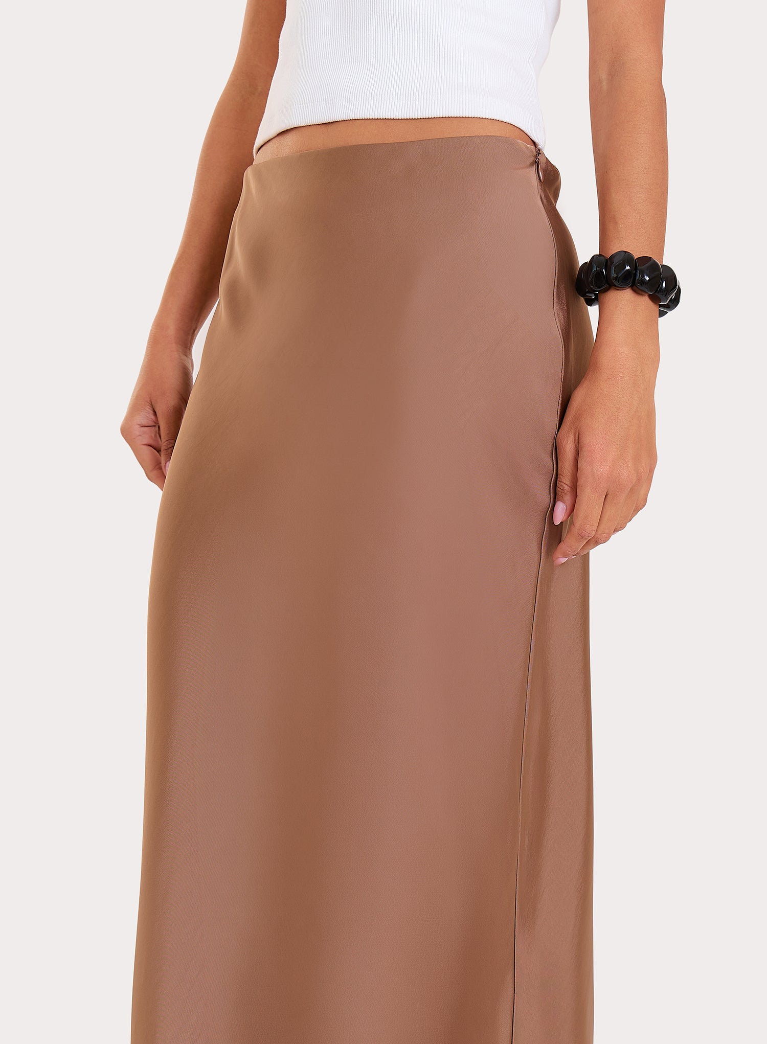 Mocha Satin Maxi Skirt
