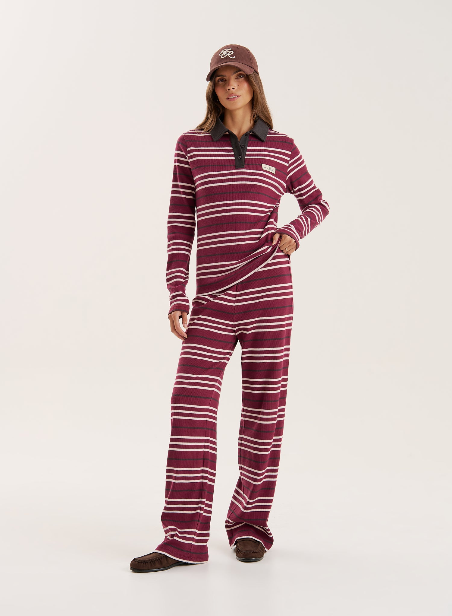 Multi Striped Ribbed Jersey Trousers