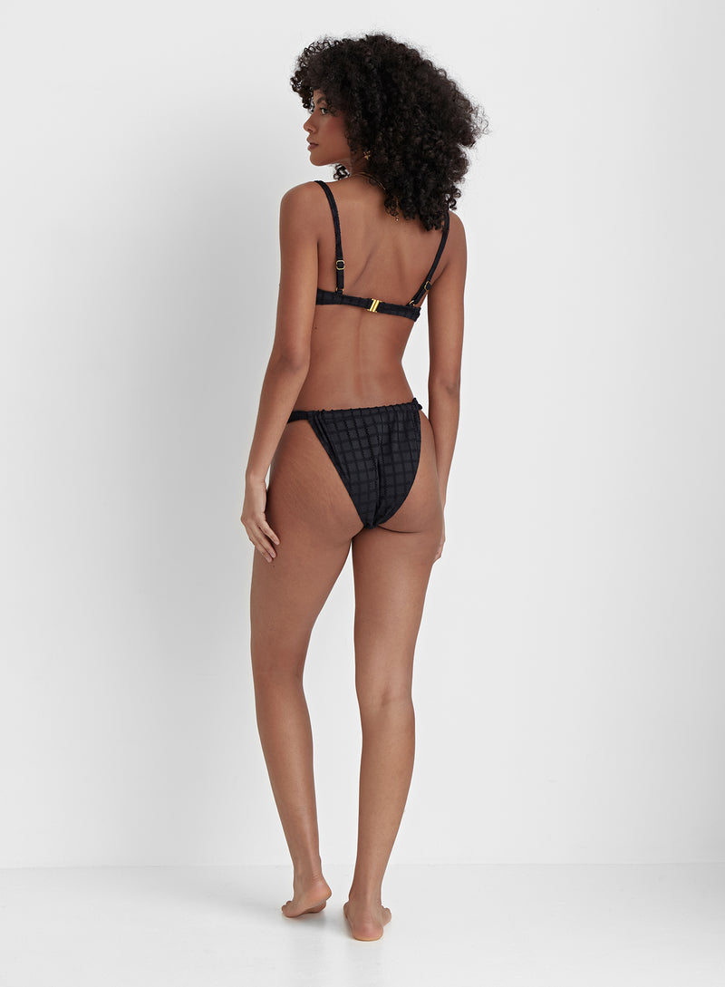Black Crochet High Leg Bikini Bottom- Arles