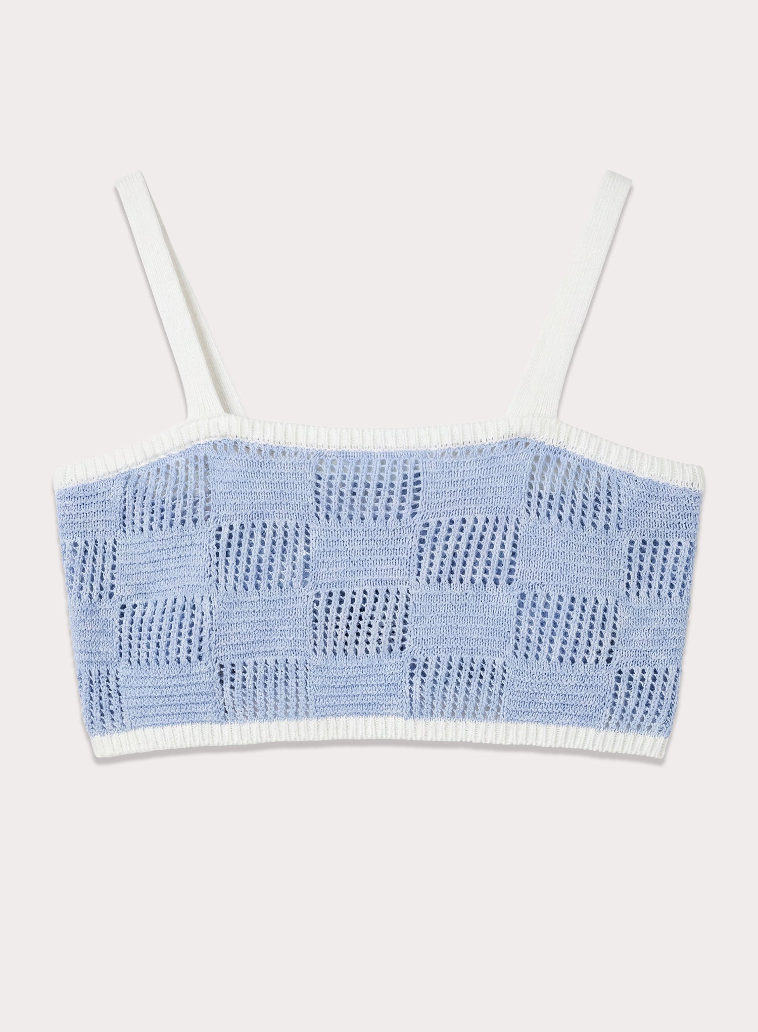 Blue Check Crochet Crop Top