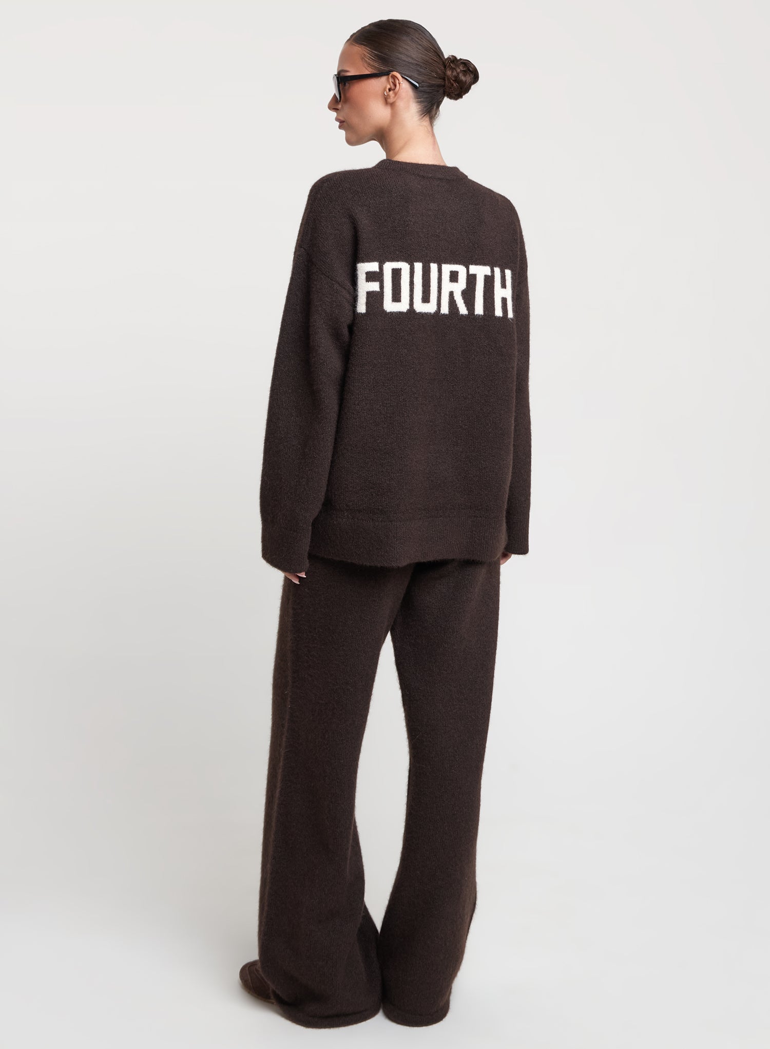 Chocolate Knitted Straight Leg Trousers