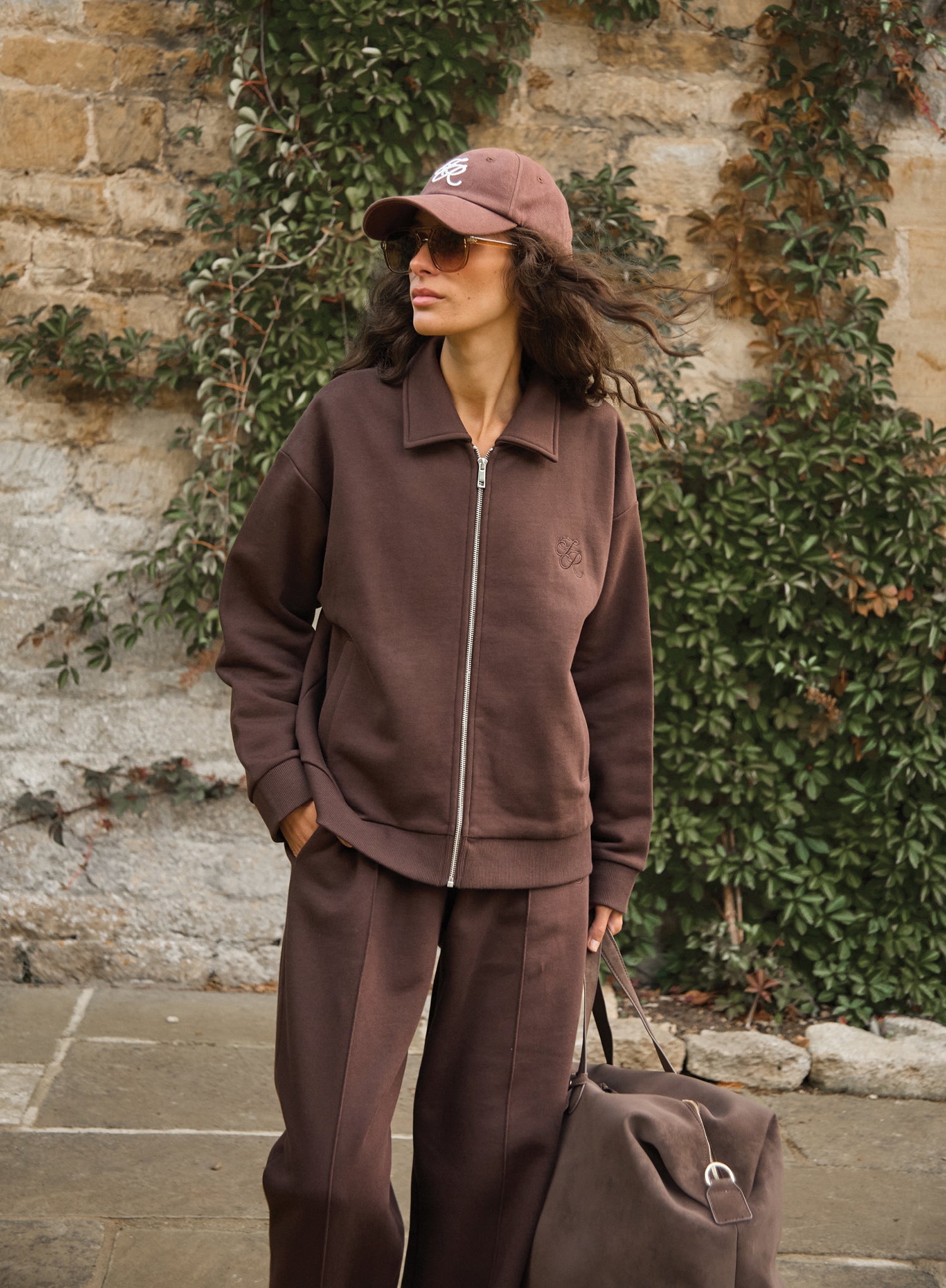 Chocolate Logo Detail Zip Bomber Jacket