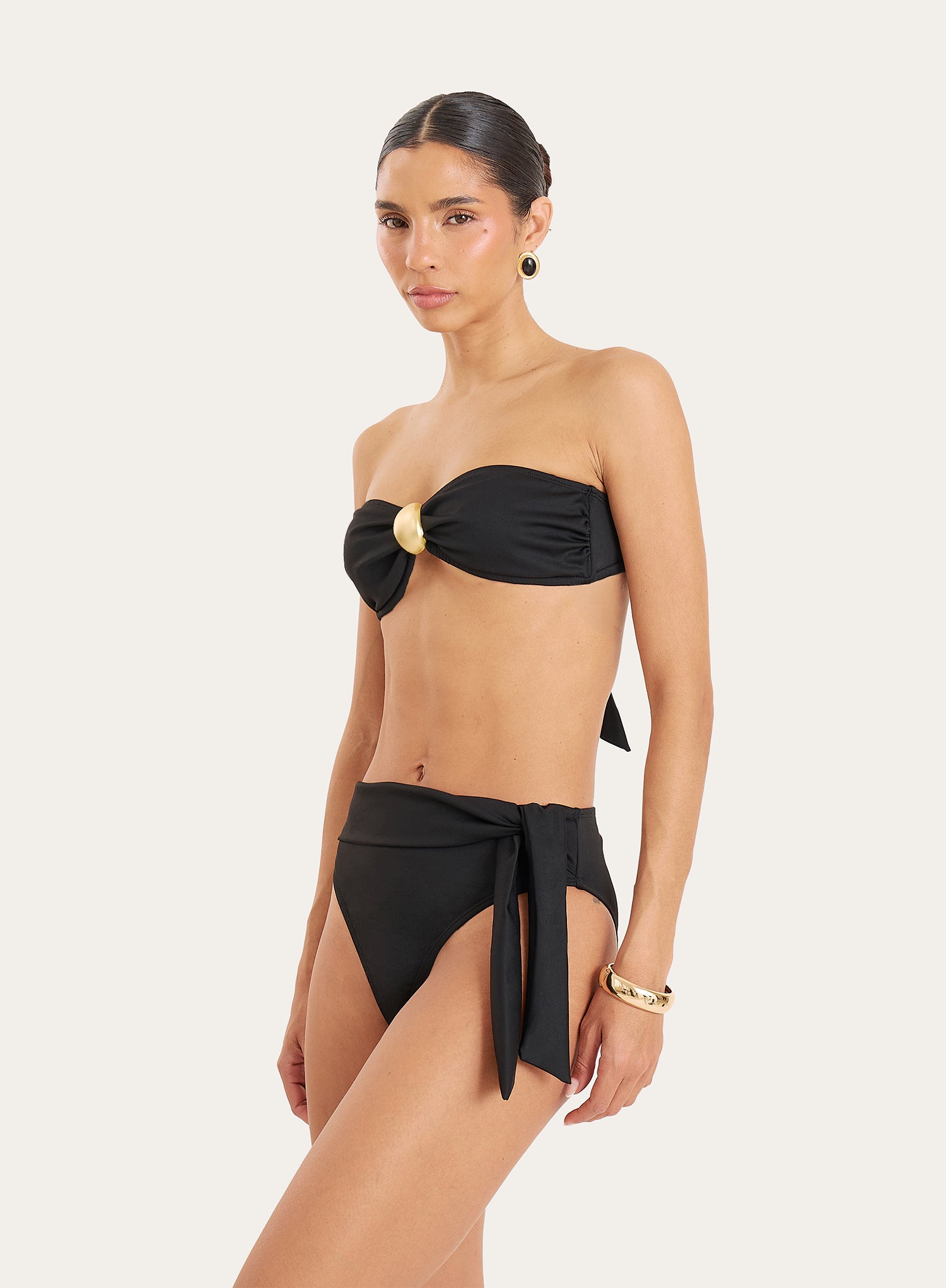 Black Wrap Belt High Waisted Bikini Bottoms