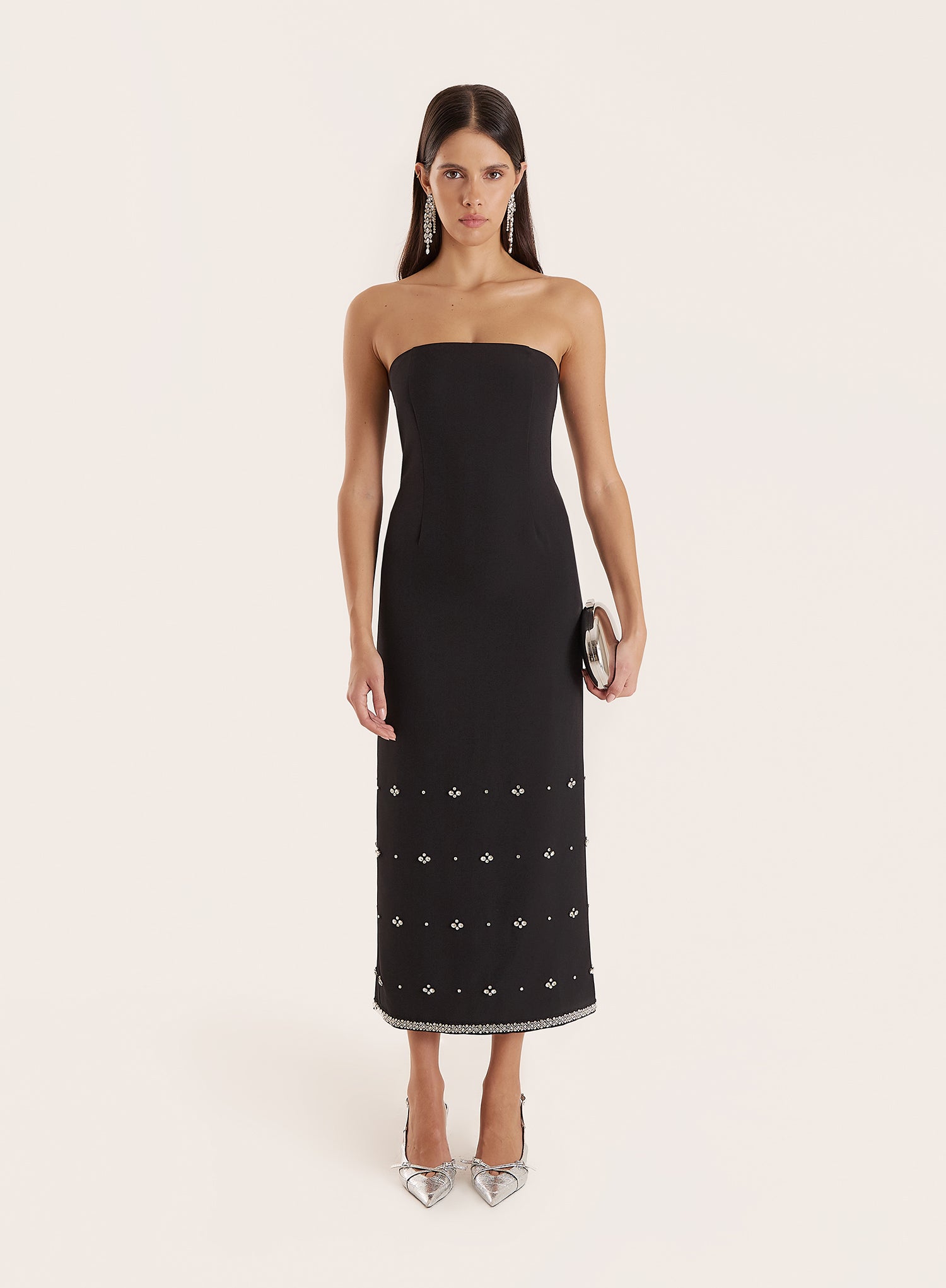 Black Embellished Bandeau Midaxi Dress- Harvey