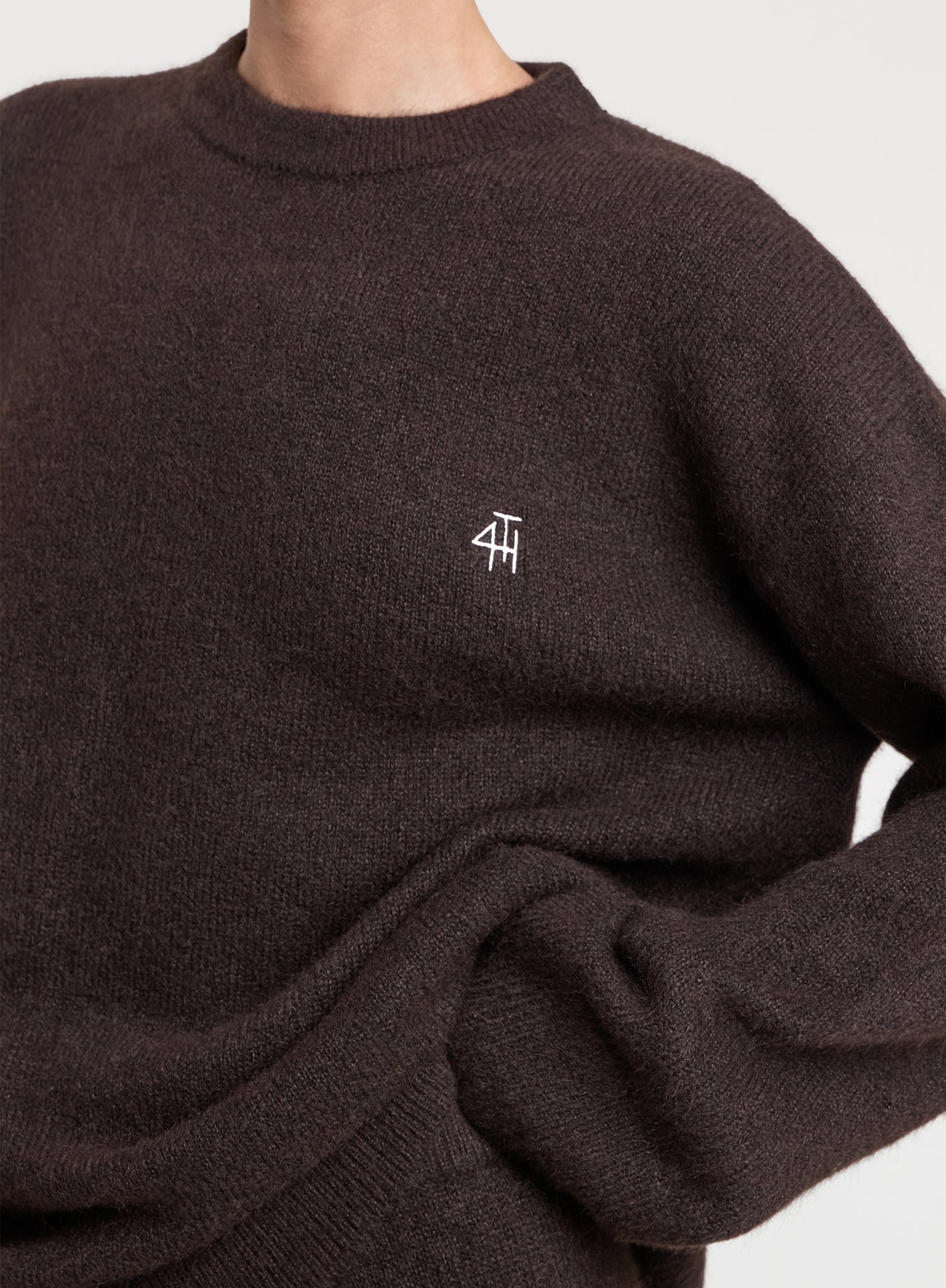 Chocolate Knitted Slogan Back Jumper