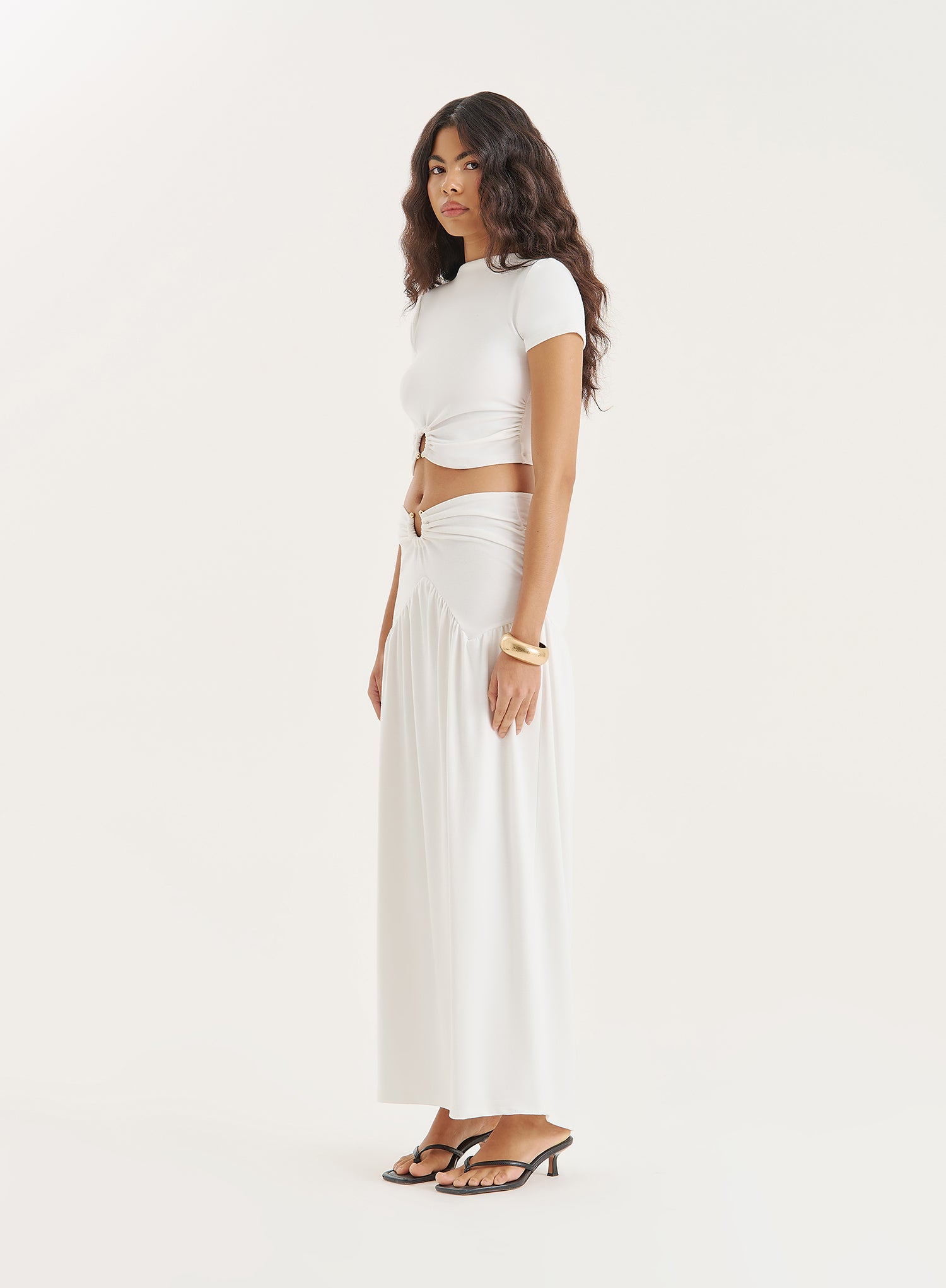 White Short Sleeve Cropped Top- Nancie