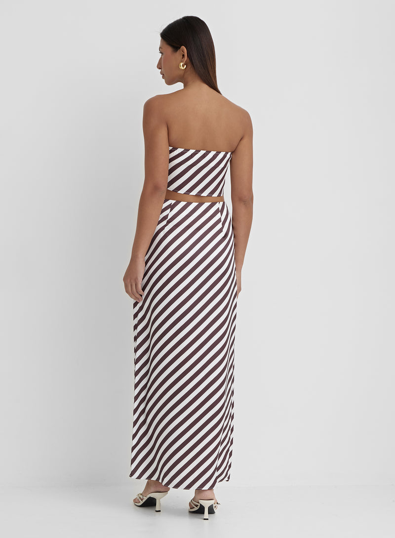 Striped Satin Maxi Skirt- Mutya