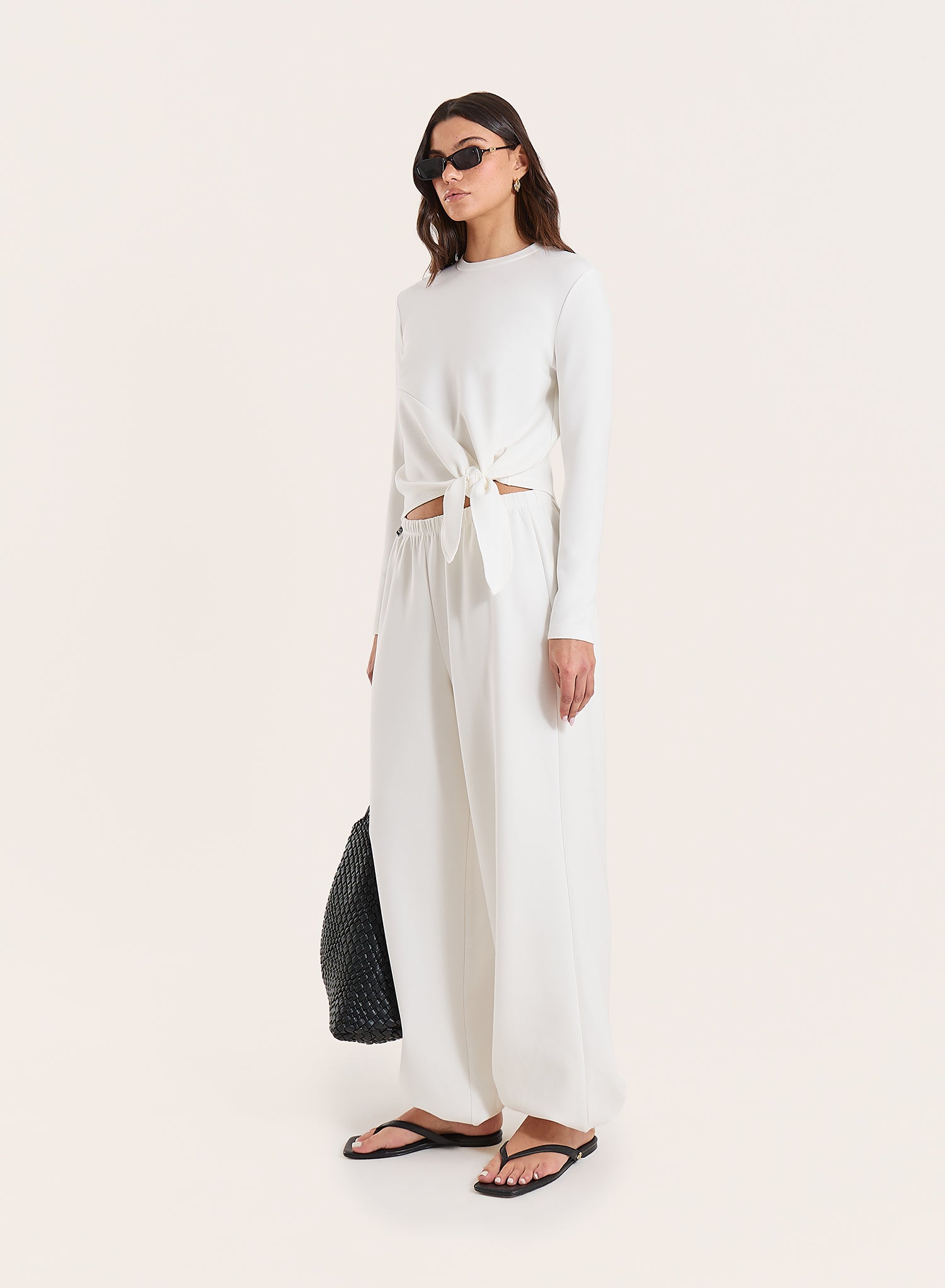 White Modal Balloon Leg Trousers