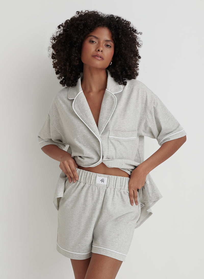 Grey Marl Jersey Pyjama Short- Chelsie