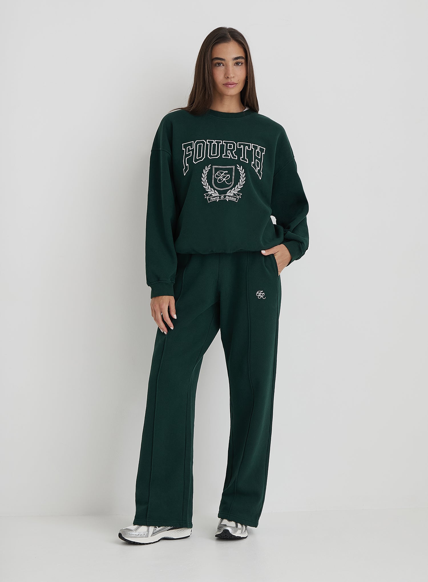 Green Fourth Branded Wide Leg Jogger- Forrest