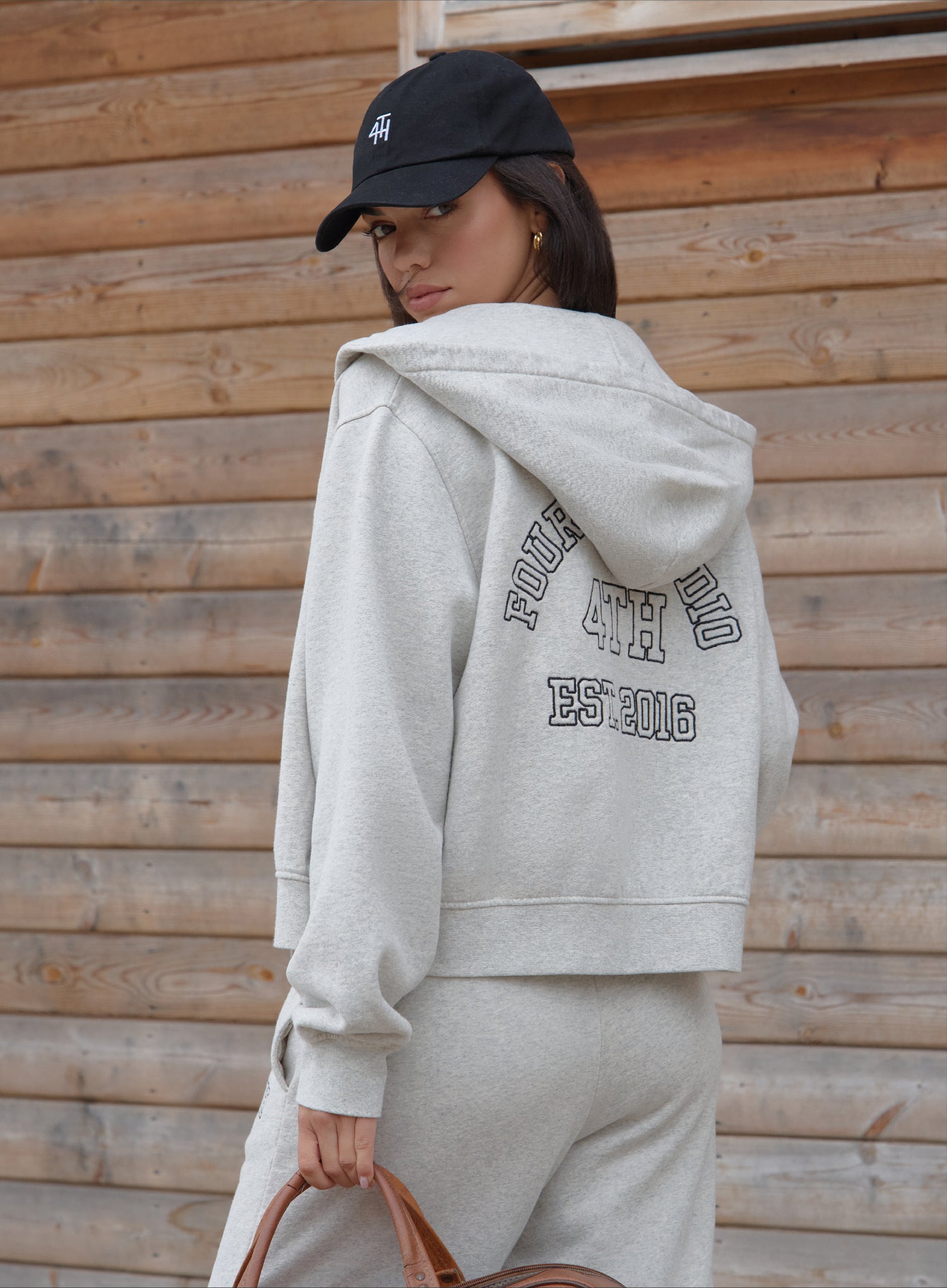 Grey Fourth Studio Cropped Zip Hoodie- Carey