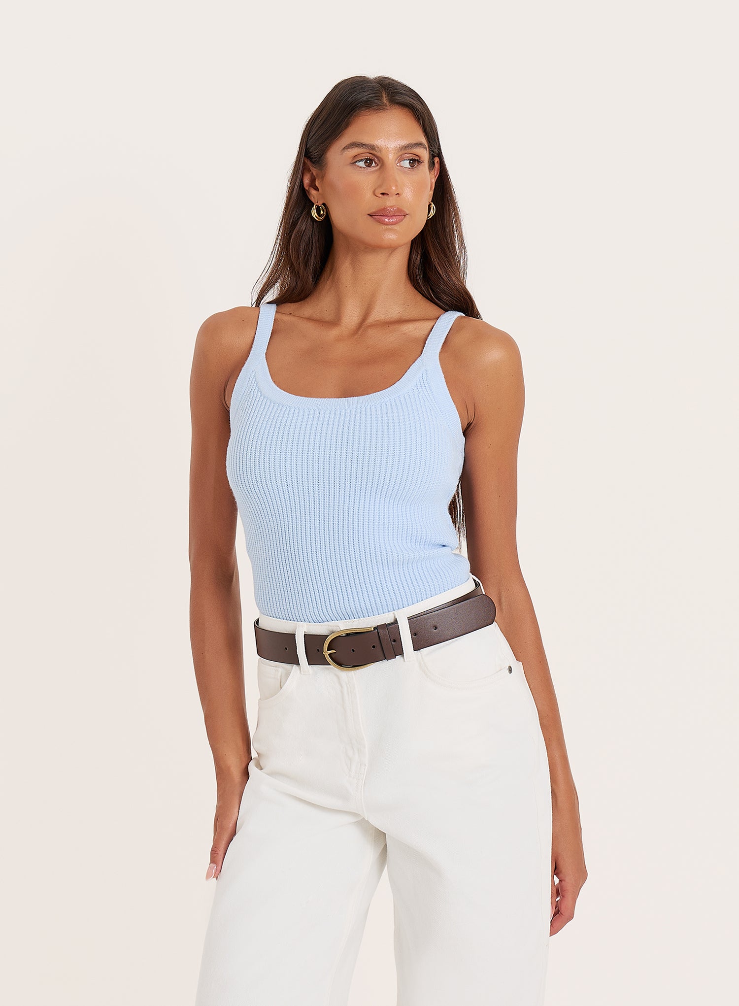 Blue Knitted Vest Top