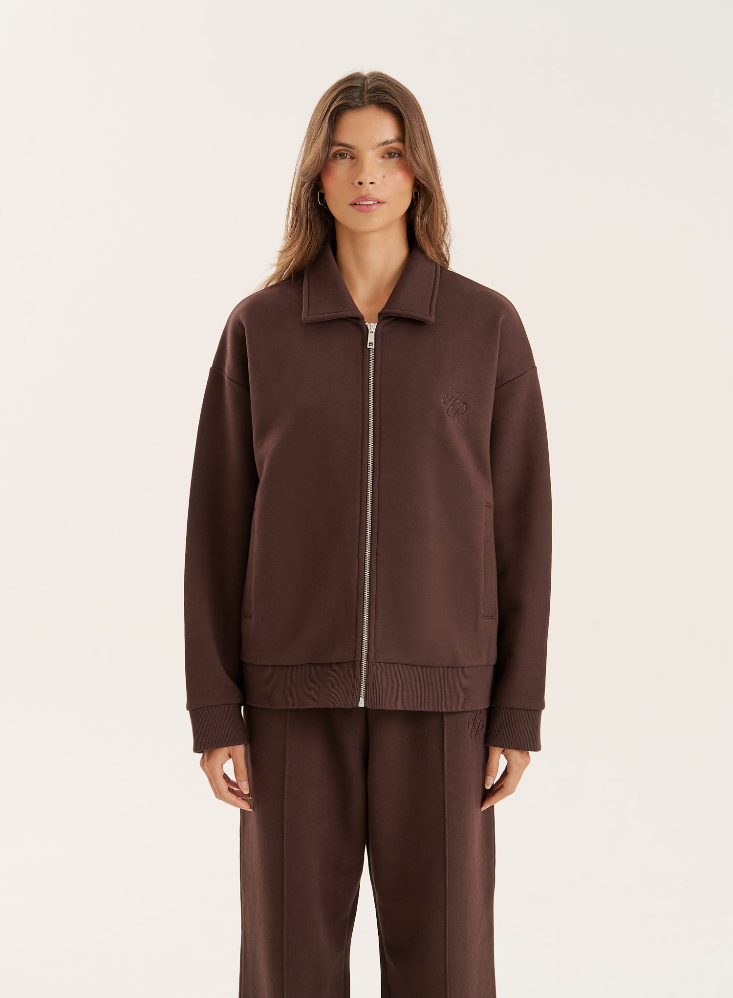 Chocolate Logo Detail Zip Bomber Jacket