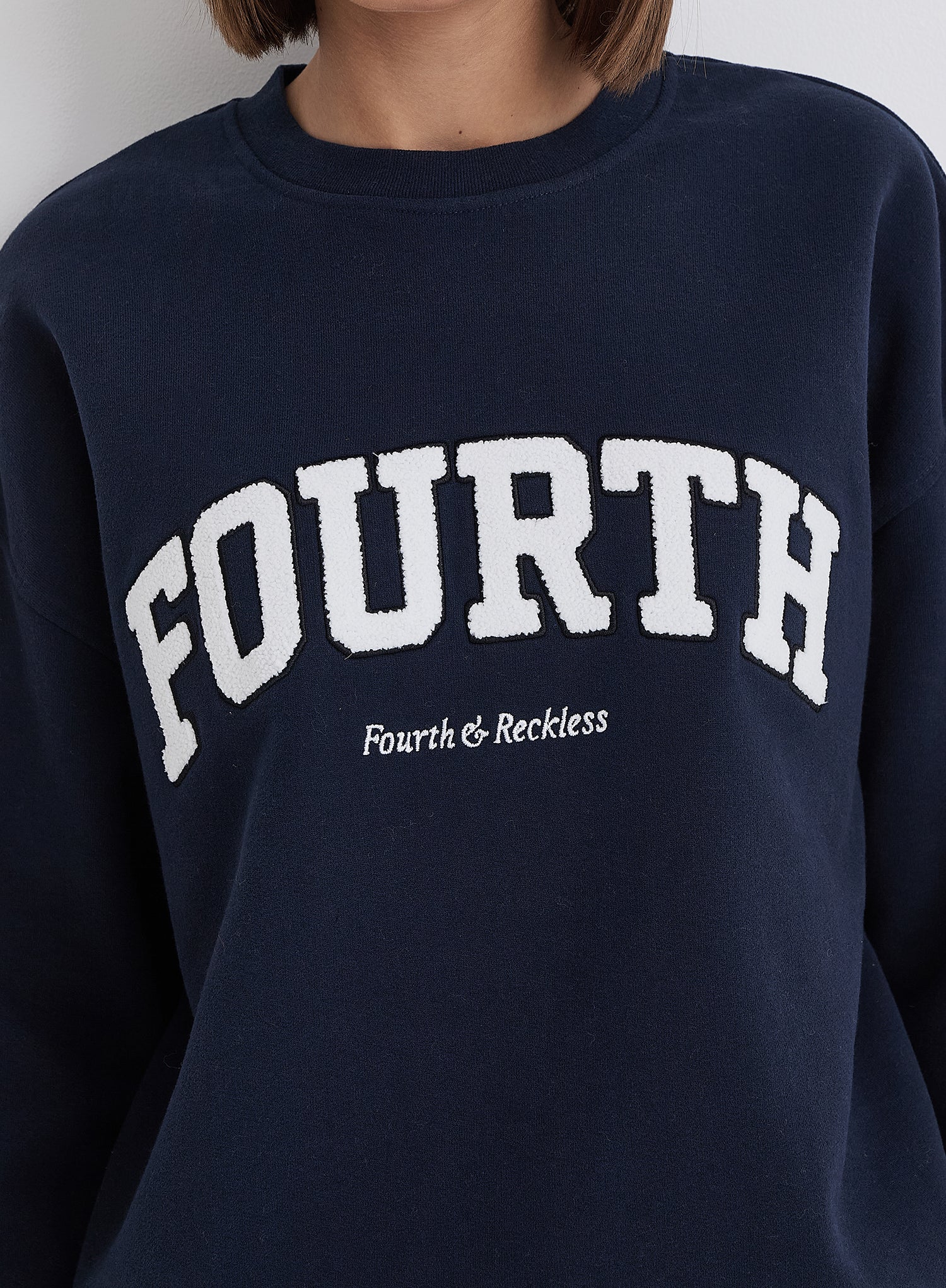 Navy Fourth Slogan Classic Longline Sweatshirt- Jen