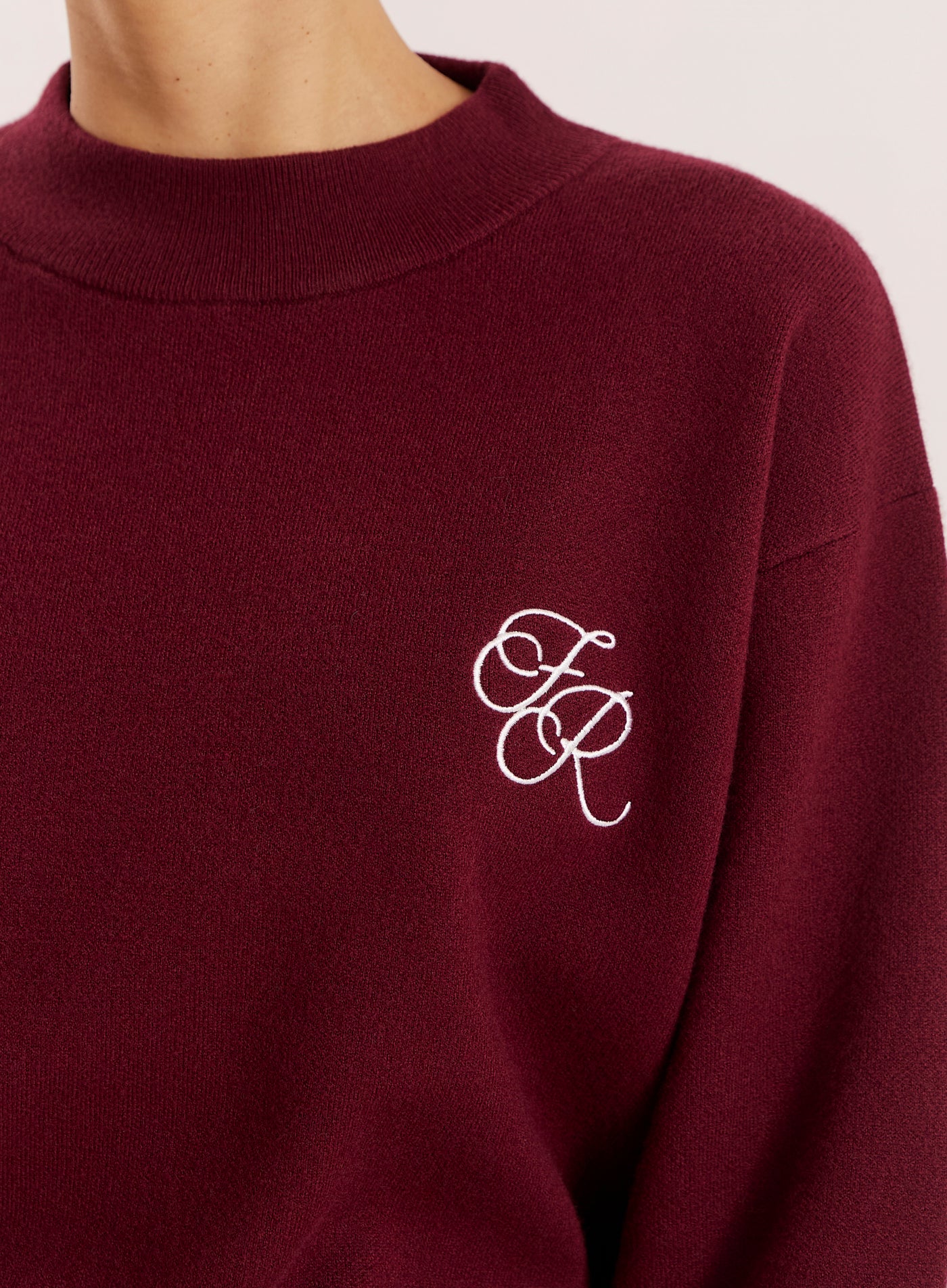 Burgundy Logo Detail Knitted Jumper