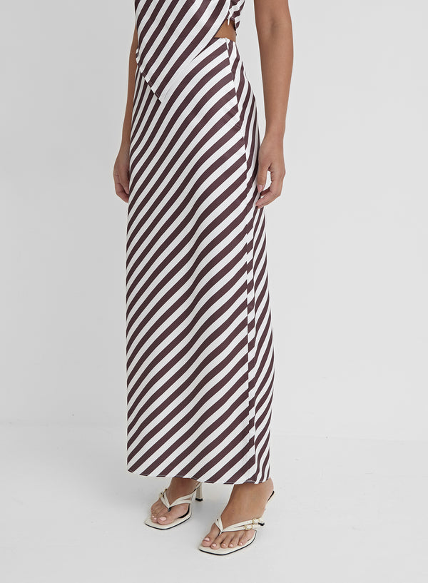 Striped Satin Maxi Skirt- Mutya