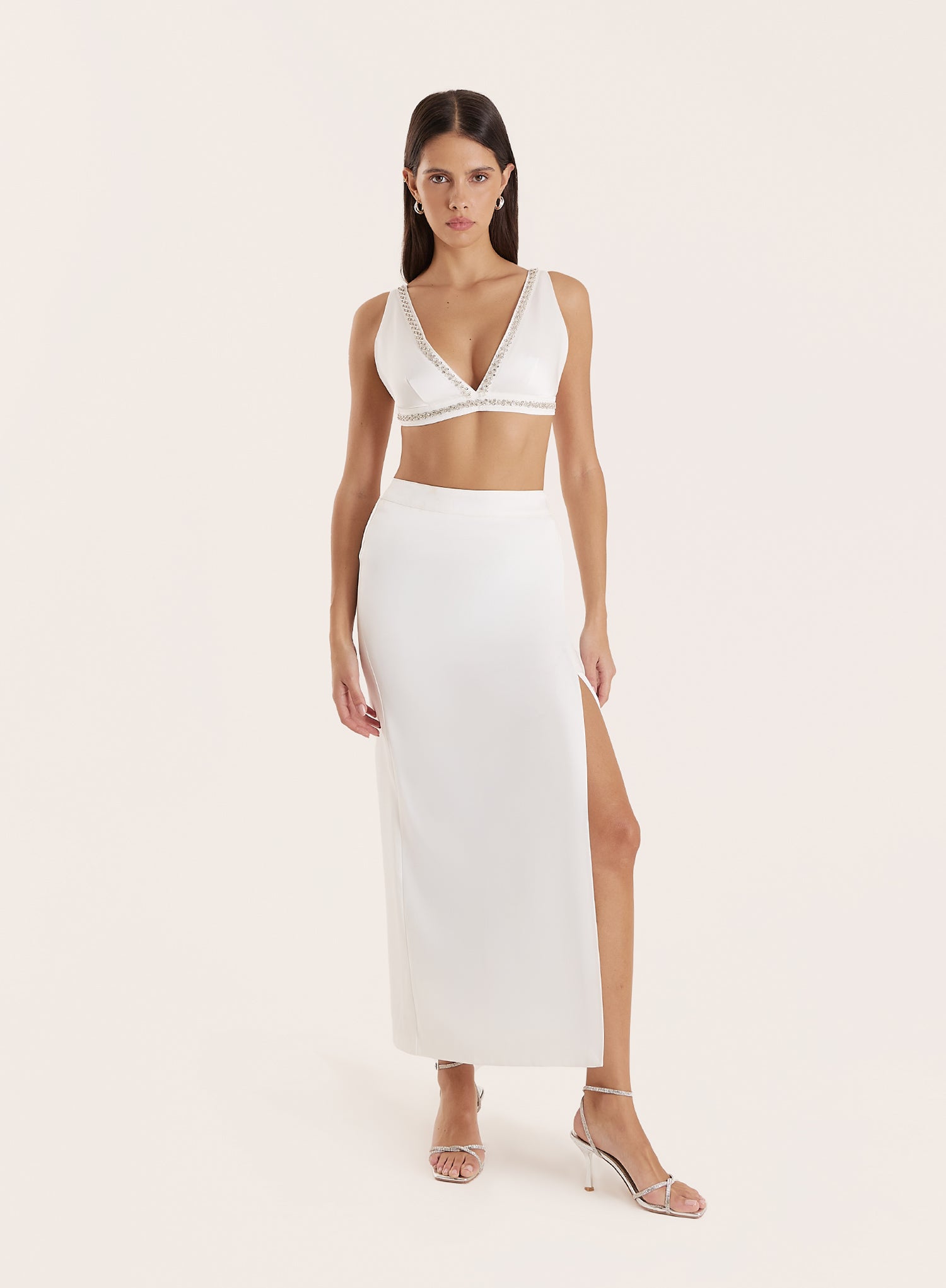 Cream Embellished Trim Plunge Bralet