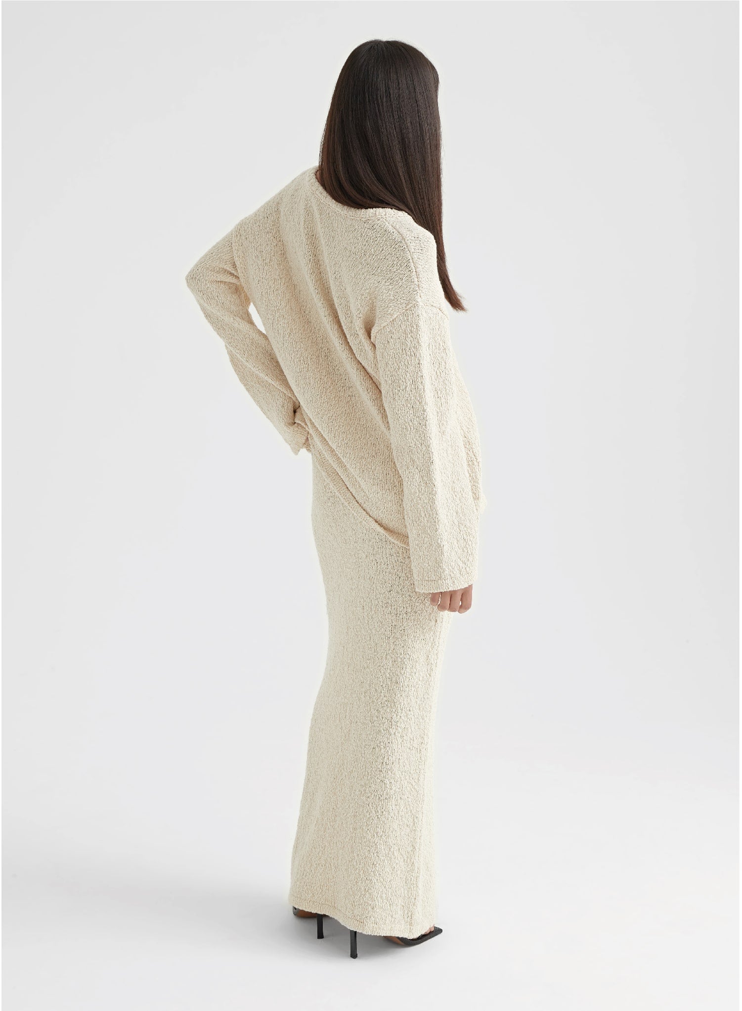 Cream Boucle Knit Skirt - Rocha