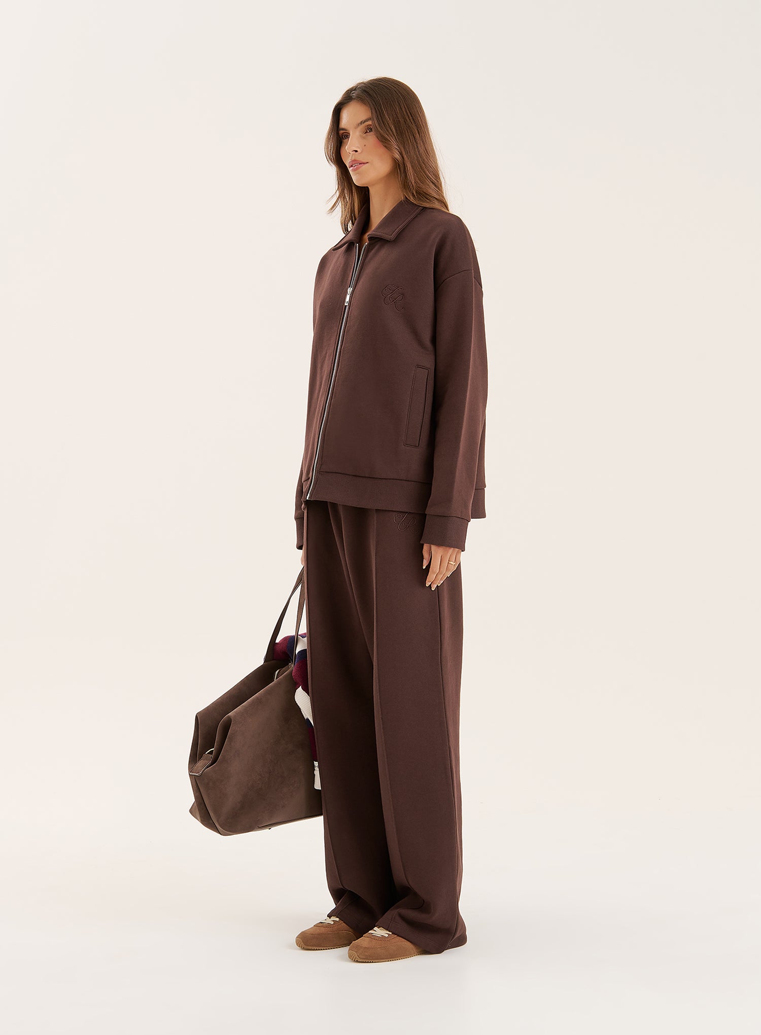 Chocolate 4th Wide Leg Branded Heavyweight Joggers