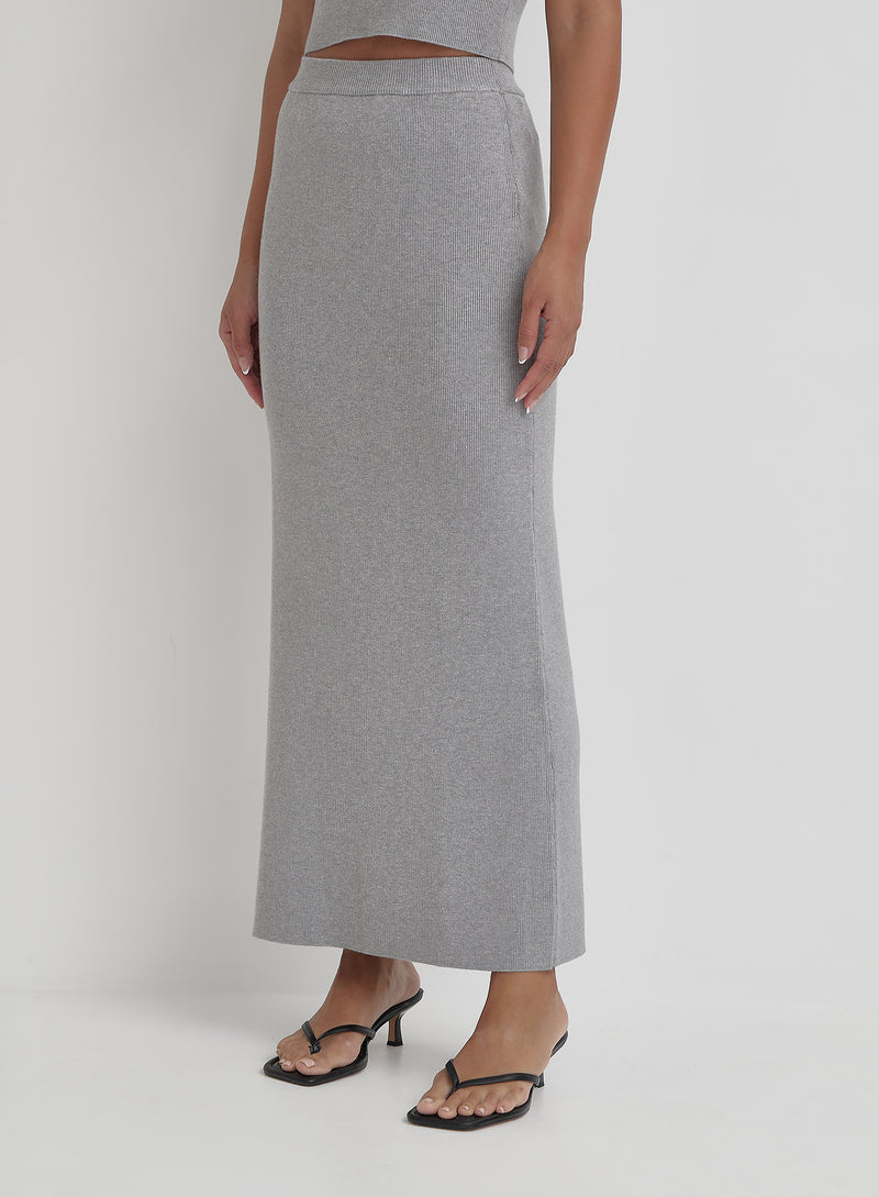 Grey Knitted Maxi Skirt- Lago