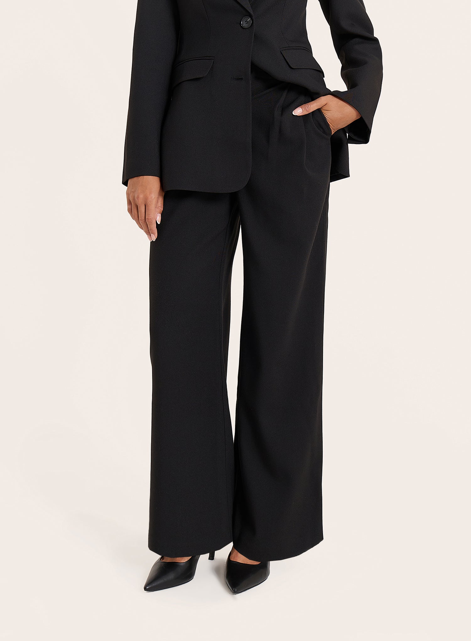 Black Tailored Straight Leg Trousers