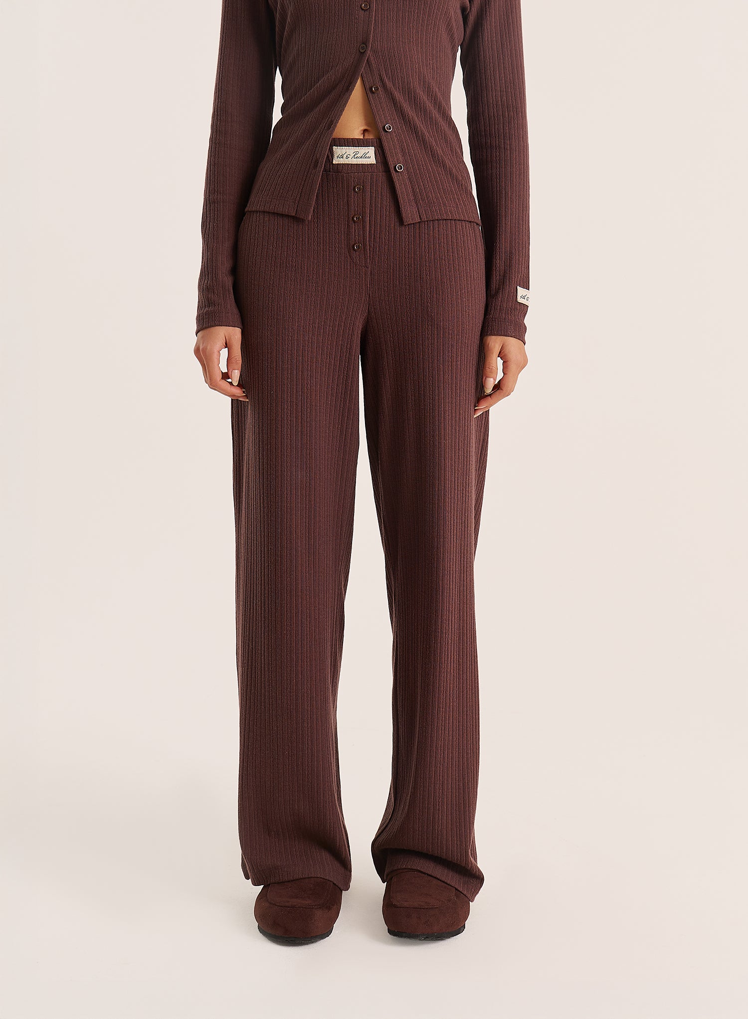 Chocolate Logo Waistband Pointelle Trousers