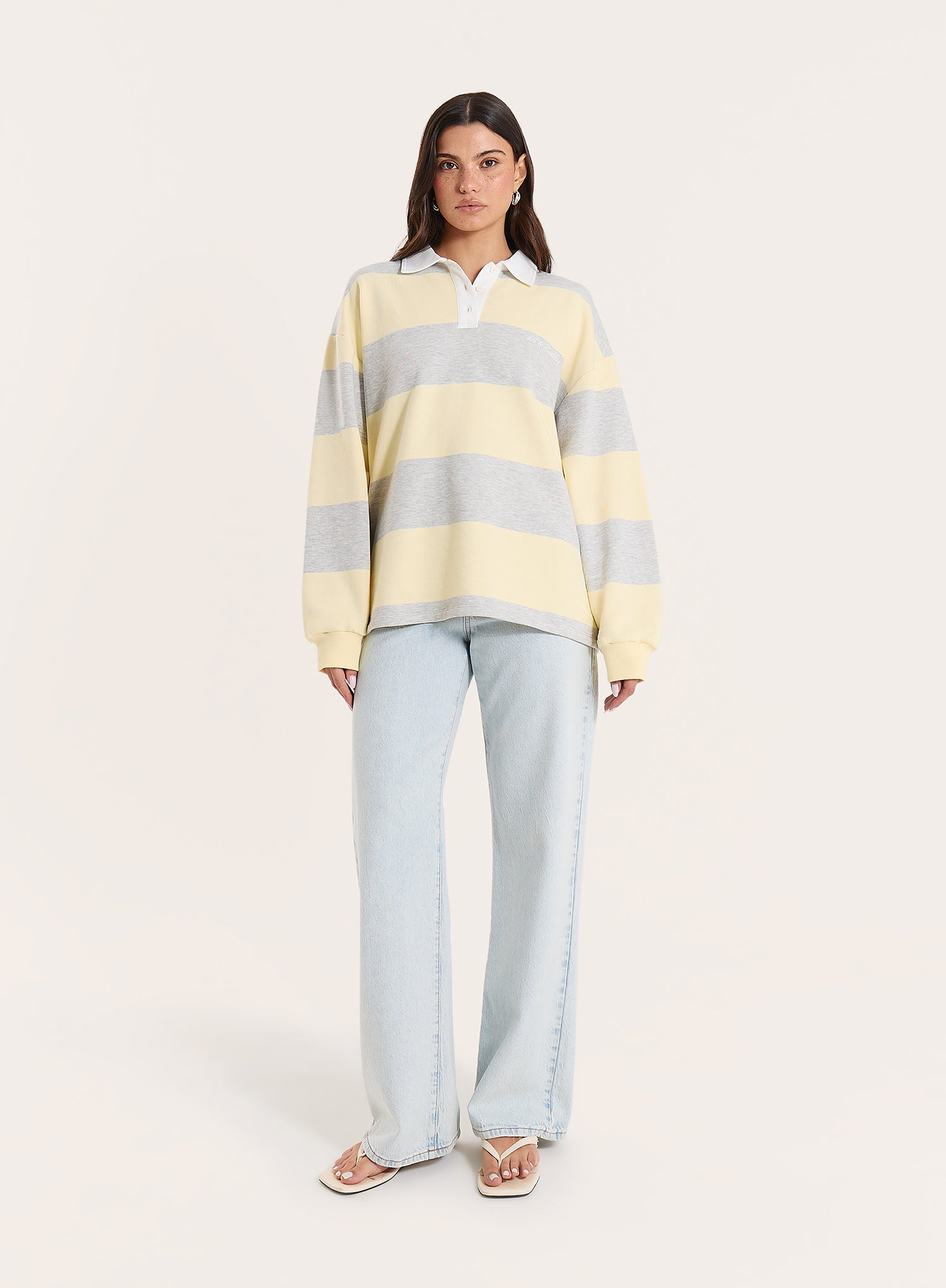 Yellow And Grey Stripe Fourth Branded Rugby Top