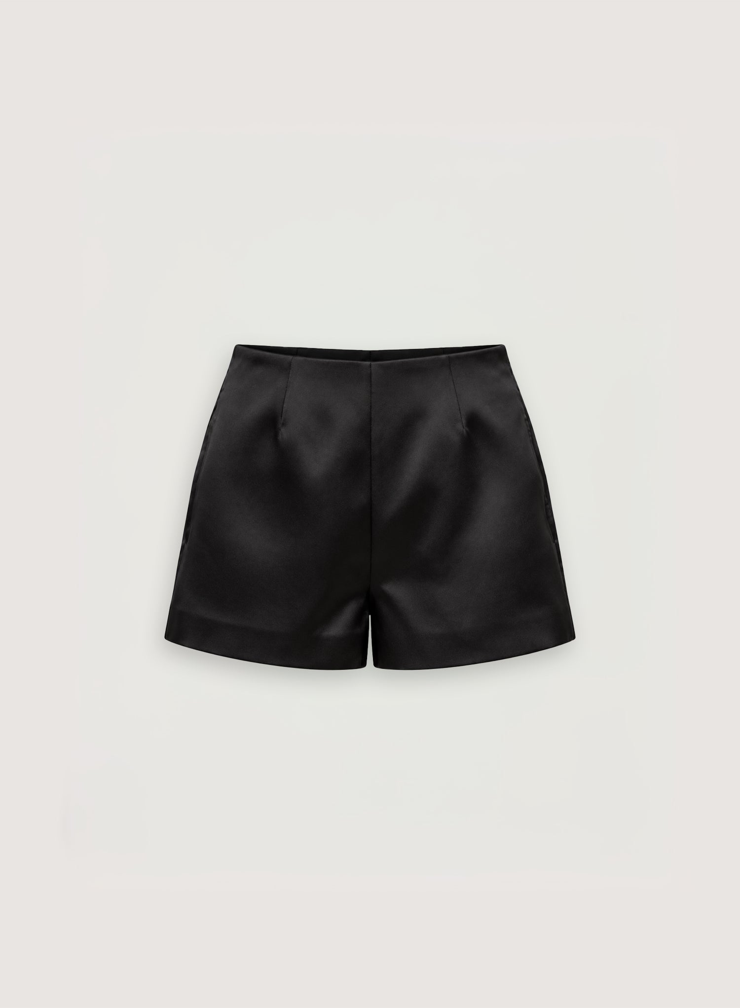 Black Satin Structured Shorts