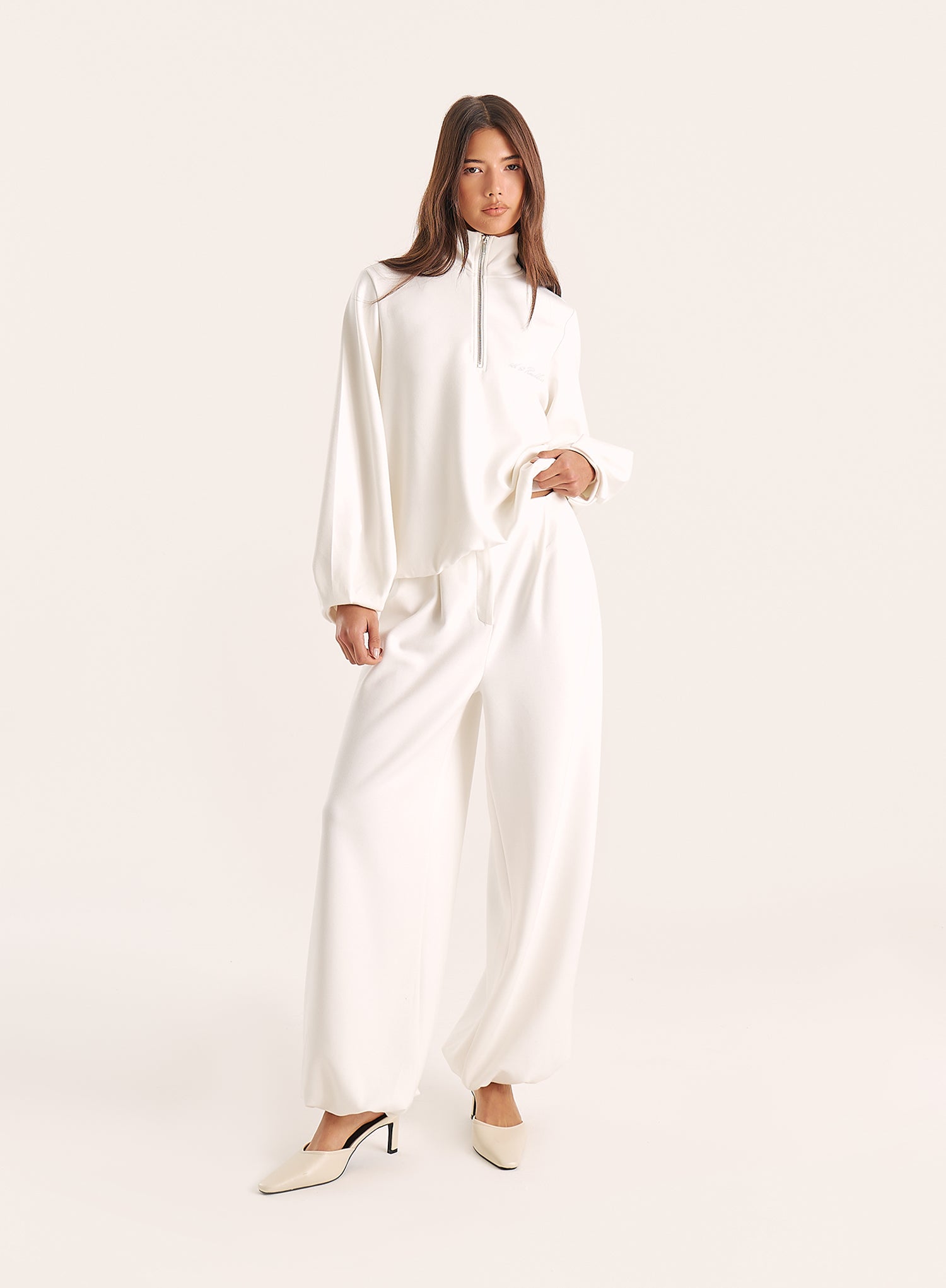 Cream Balloon Leg Cargo Joggers