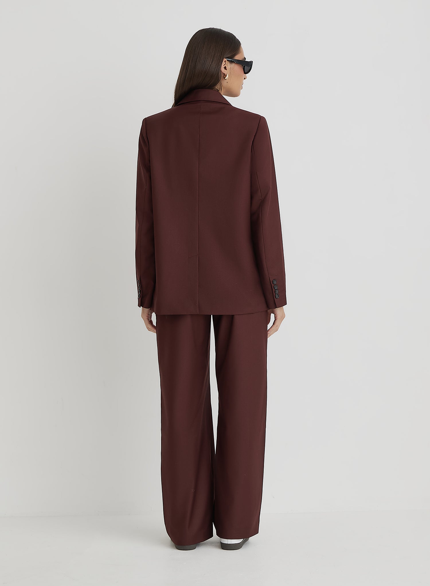 Burgundy Tailored Oversized Blazer- Crea