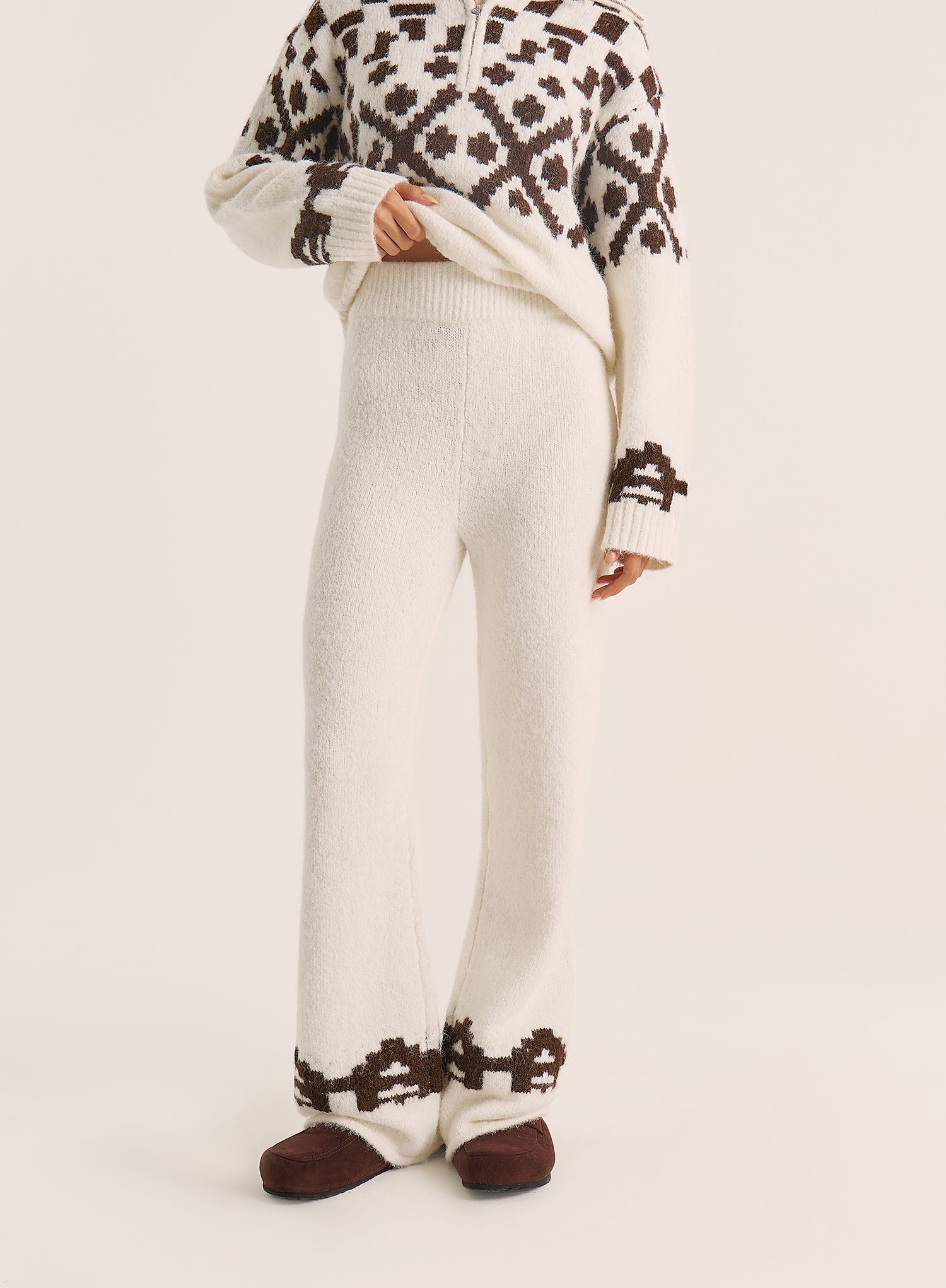 Cream Fairisle Knitted Trousers